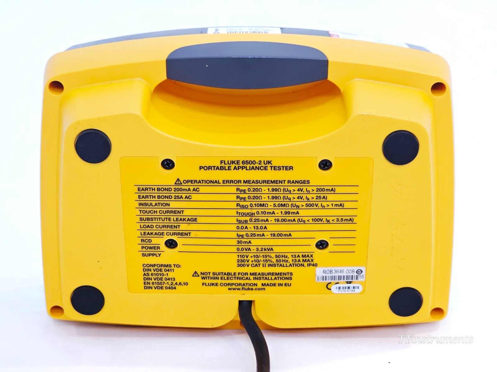 Fluke 6500-2 PAT Tester rear panel detail