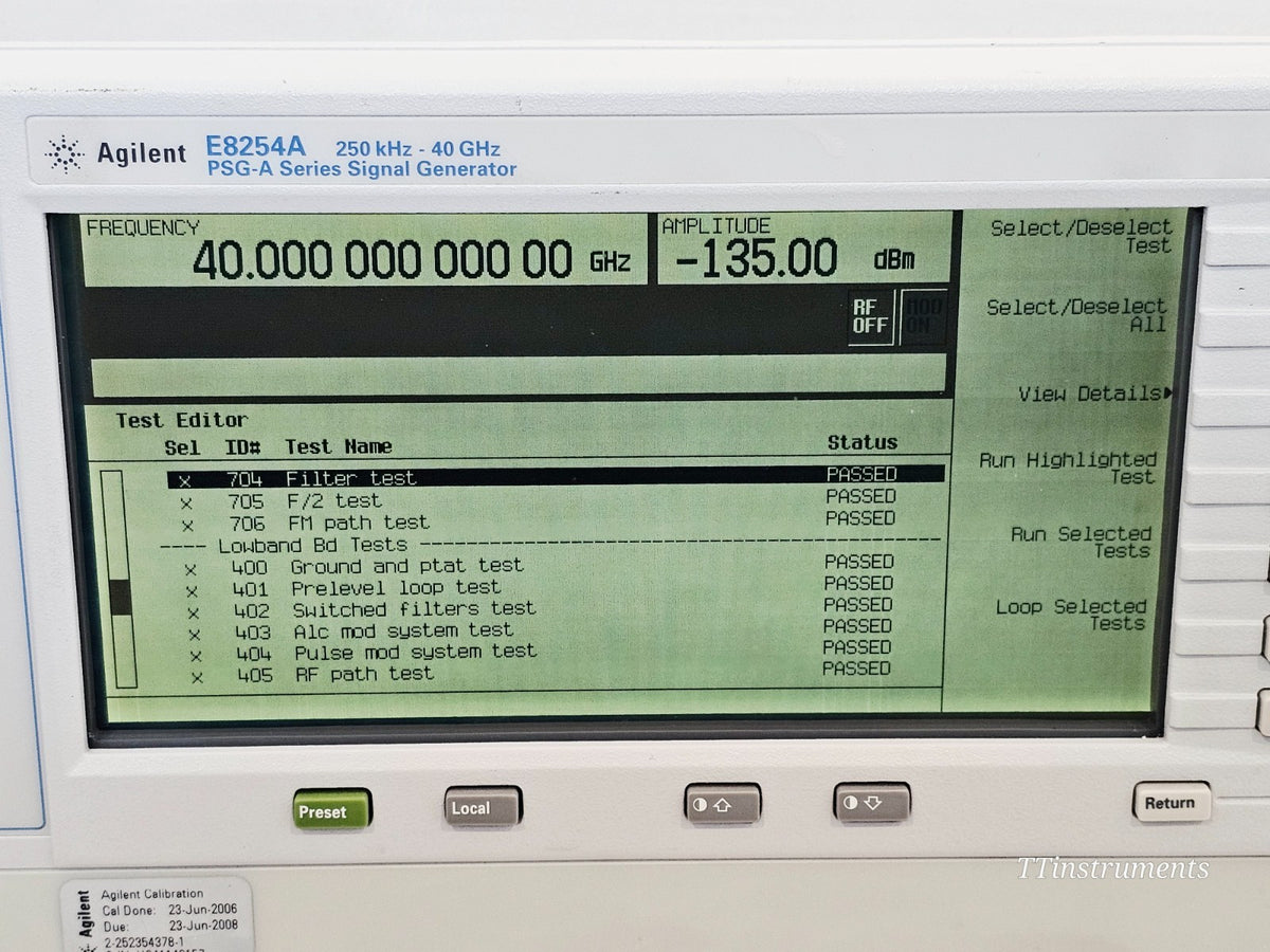 Agilent E8254A PSG-A Series 250 kHz - 40GHz Signal Generator 1E1 1EA UNJ15