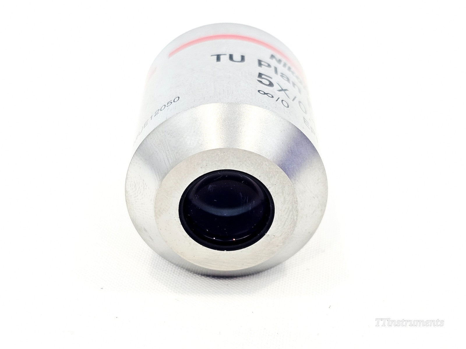 Nikon TU microscope objective close-up showing markings and lens condition