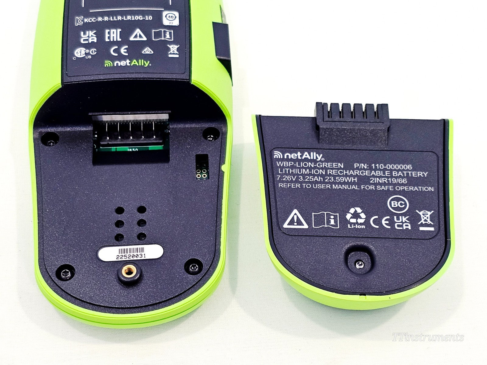 NetAlly LinkRunner used tester bottom panel with serial number label