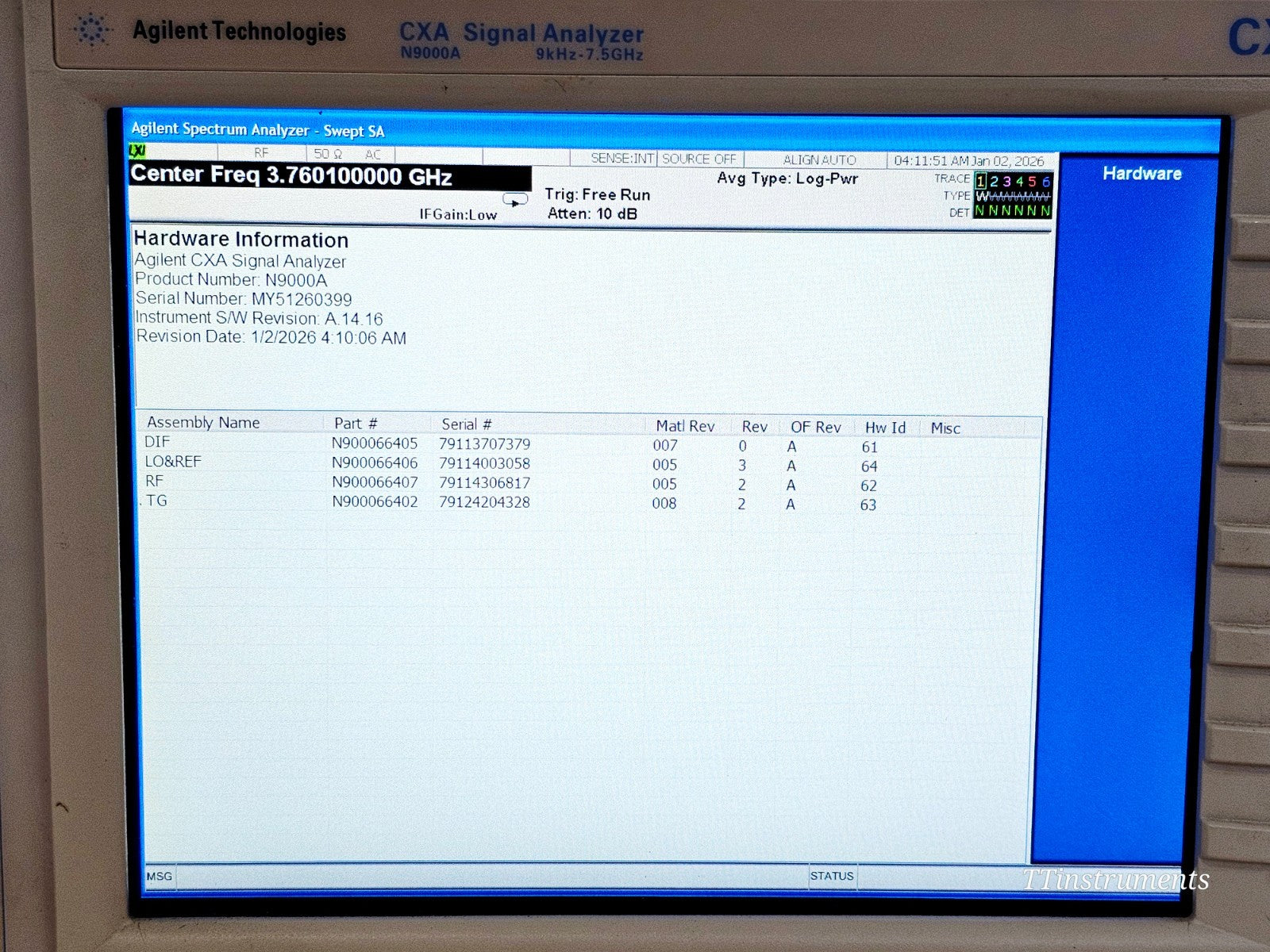 Conditional Cal Agilent Keysight CXA N9000A Signal Analyzer 7.5 GHz 507 P07 T06