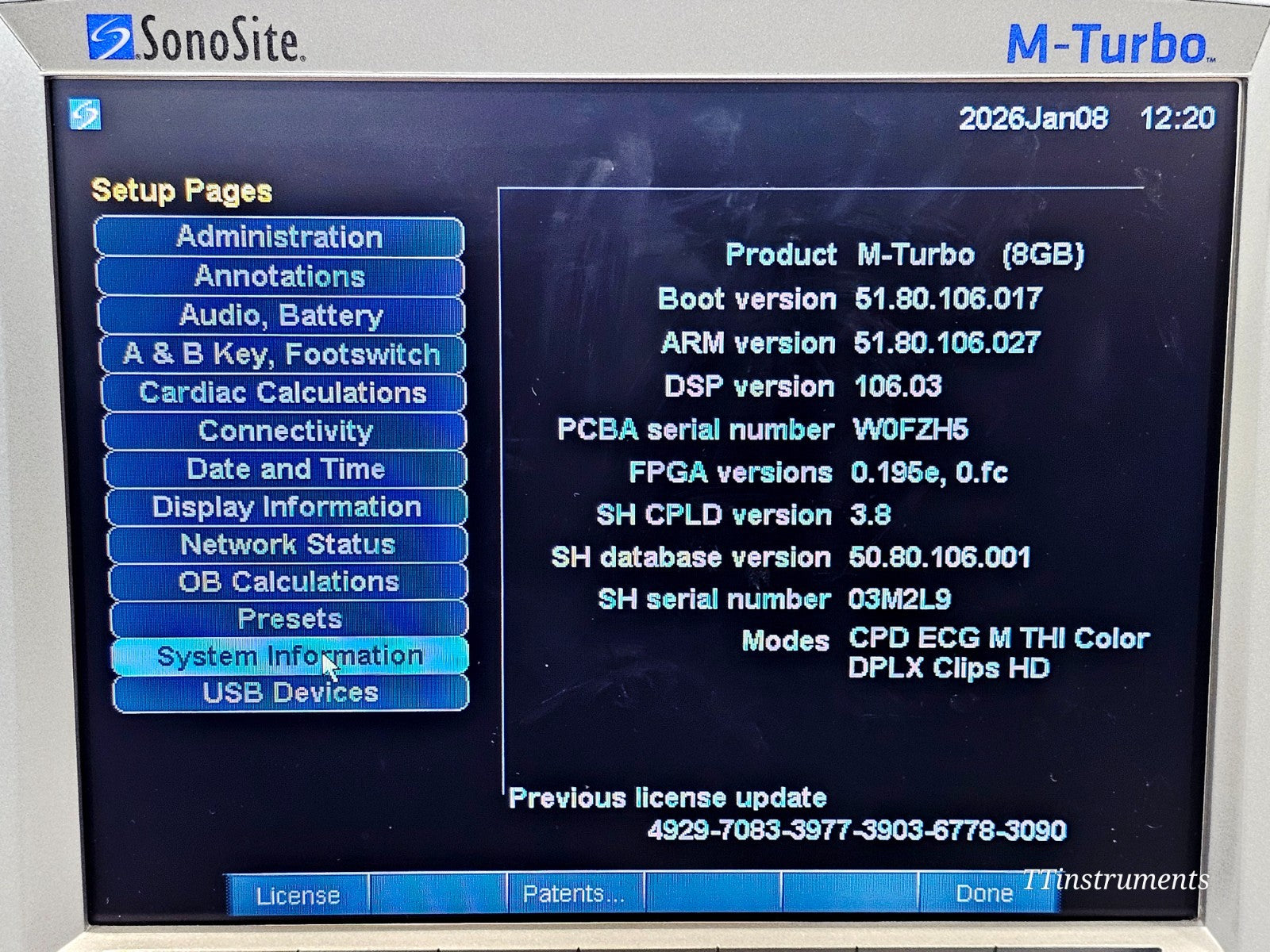 SonoSite P08189-77 M Turbo Ultrasound System w/ Transducer L38xi/10-5 MHz