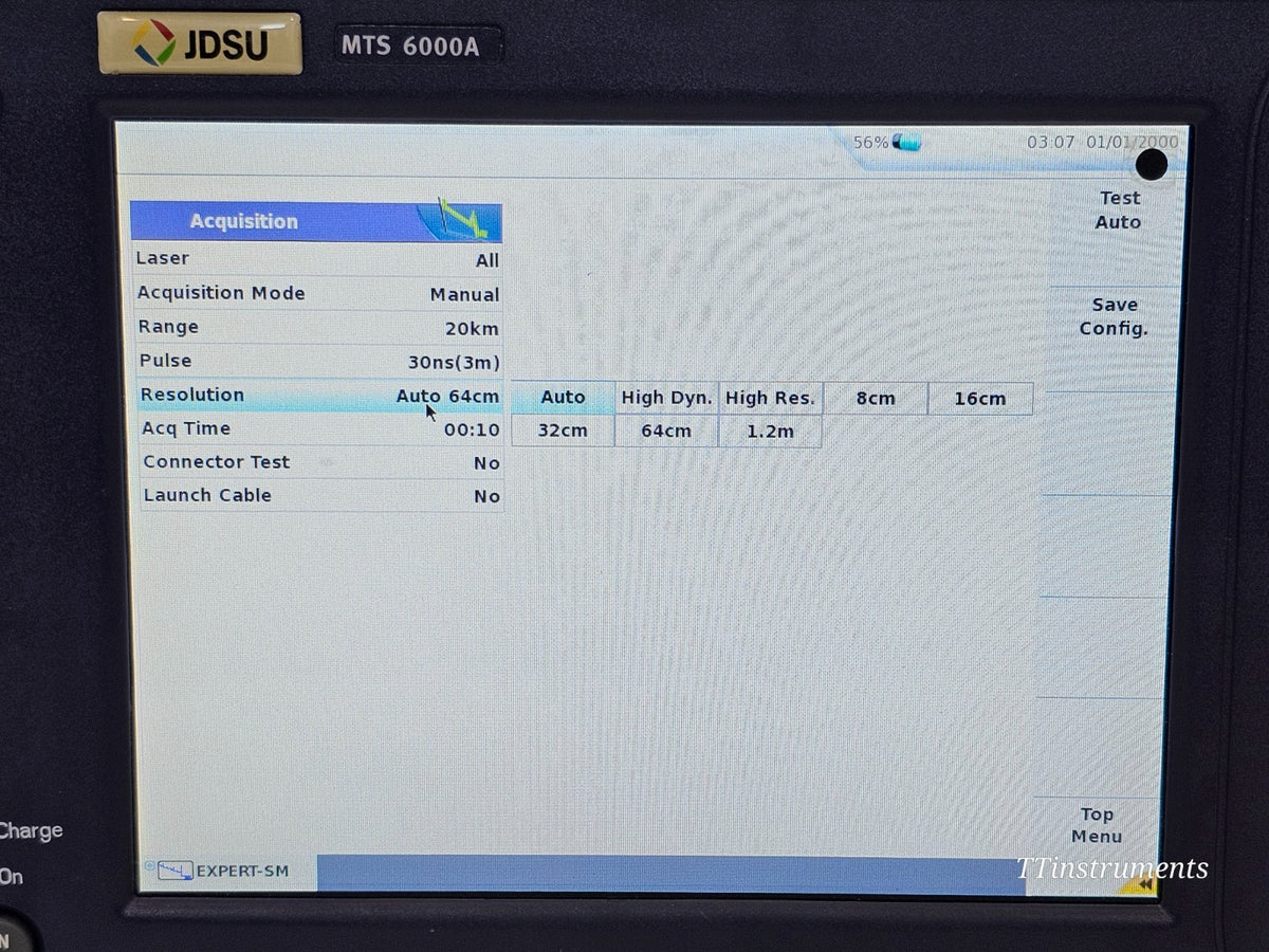 VIAVI MTS fibre test set power connector and charging port detail