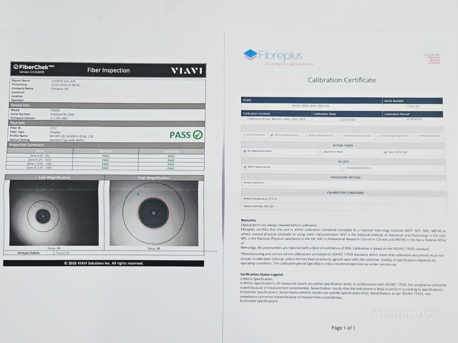 EXFO Calibrated FTB-2 with FTBx-720C OTDR 1310/1550 + FTBx-945 OLTS MFD 202023