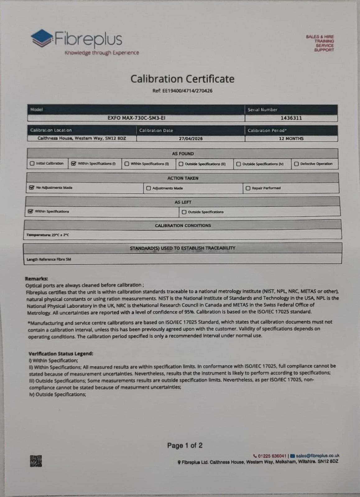 Calibrated EXFO MAX-730C-SM3 MaxTester PON/Metro OTDR 1310/1550/1625nm 730C SM34