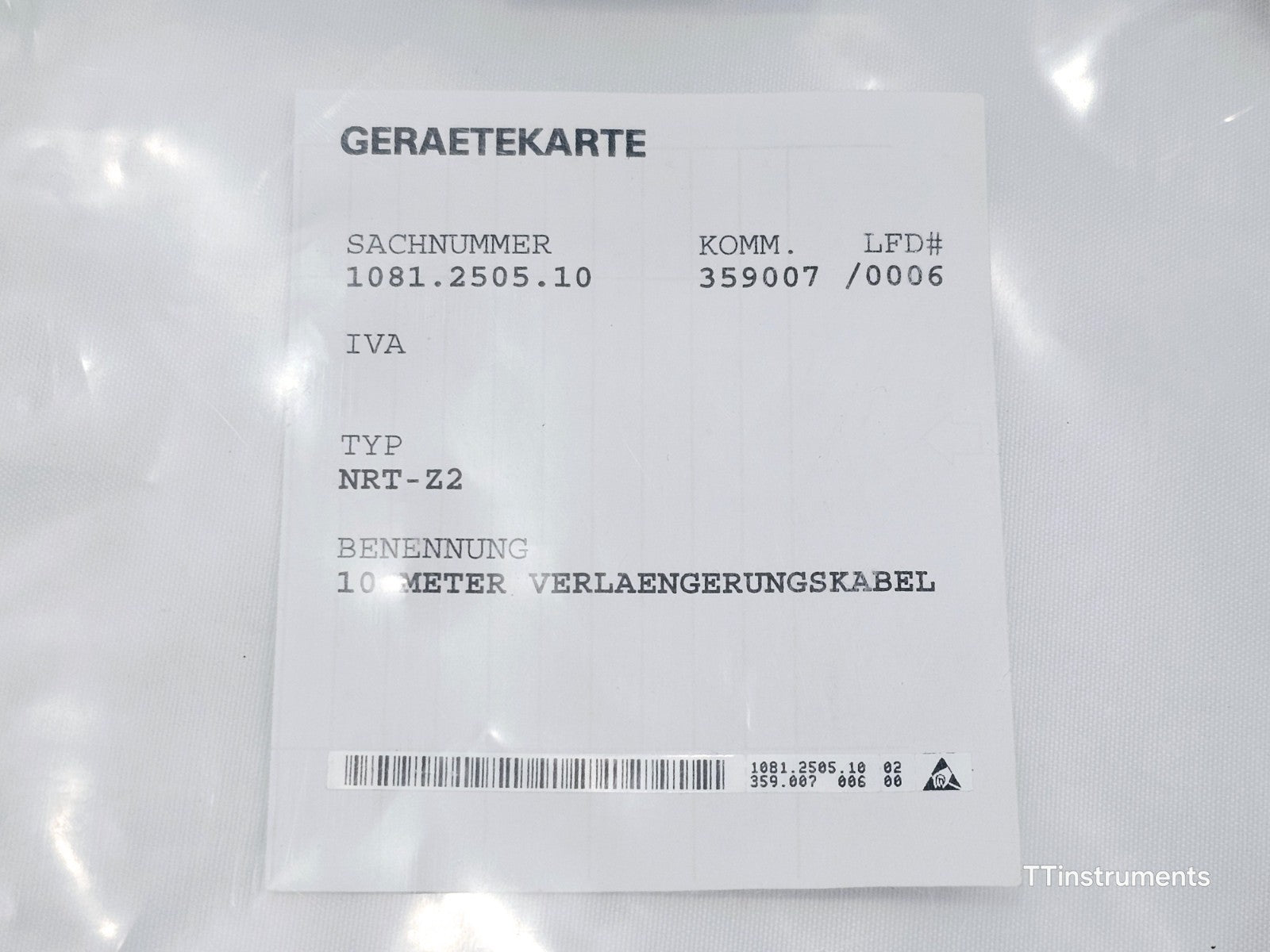 Rohde & Schwarz NRT-Z2 10 m Extension Cable For NRT2 Power Reflection Meter