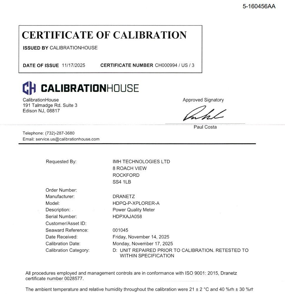 Calibrated DRANETZ power Analyzer HDPQ XPLORER with DRANFLEX 3000XLB Sensor ....