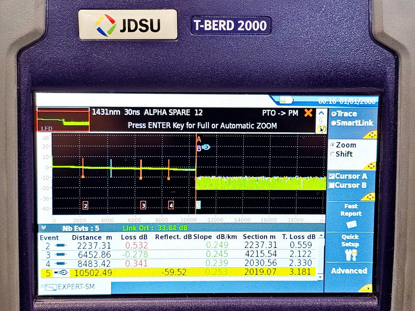 VIAVI JDSU T-BERD 2000 + 41CWDM10U CWDM OTDR 1431-1611nm 10 Wavelength 35dB22
