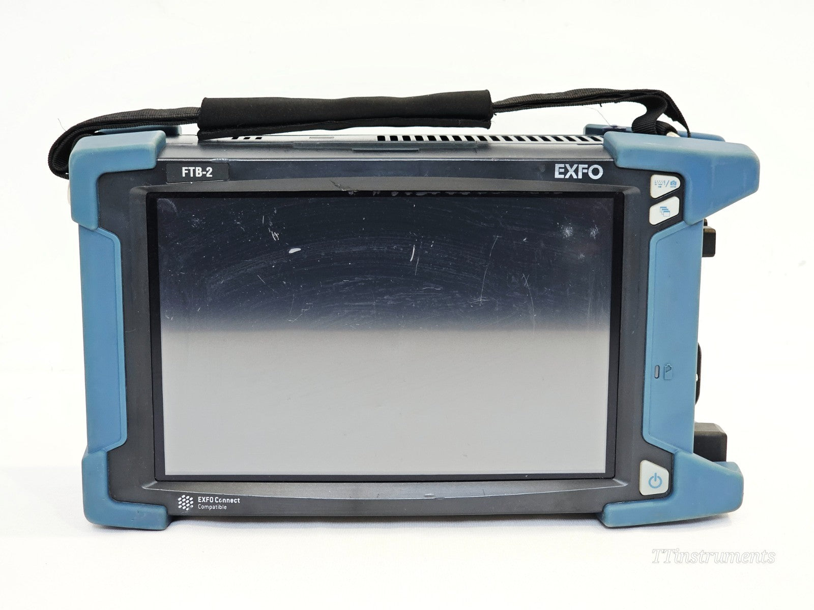 EXFO FTB-2 OTDR front panel view showing display screen and keypad controls