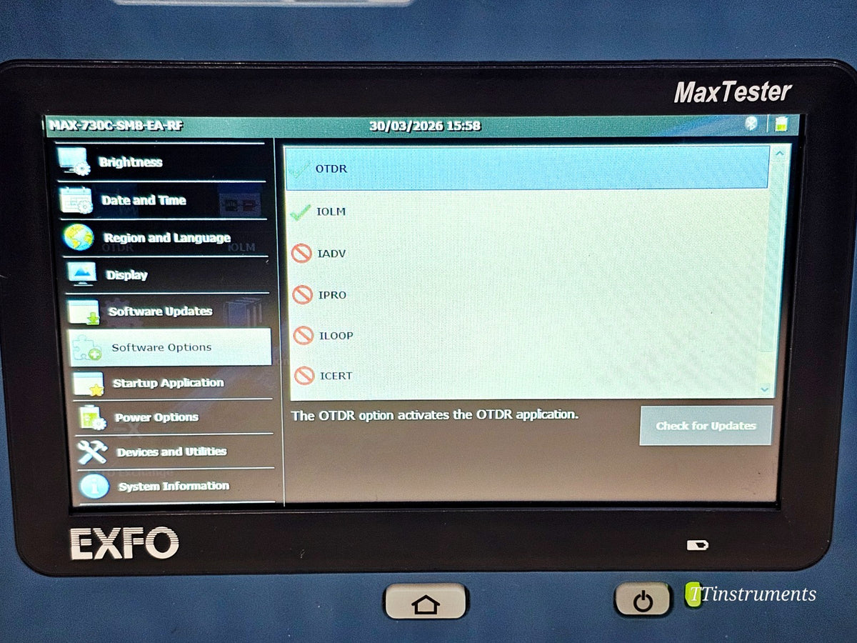 EXFO MAX-730C-SM8-EA OTDR angled view showing unit condition