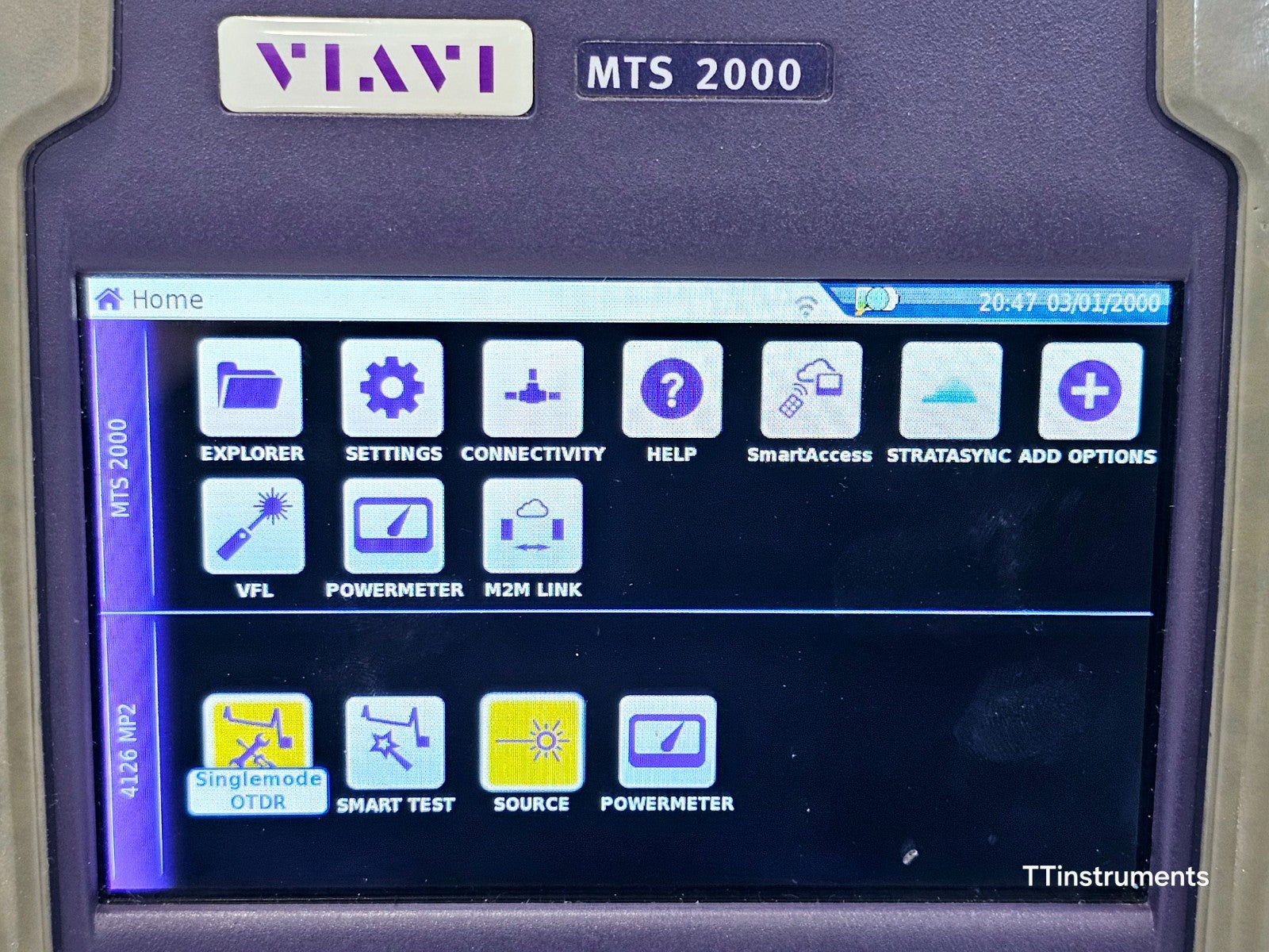 Viavi JDSU MTS 2000 PM/VFL + 4126 MP2 Metro PON 1310/1550 nm OTDR 46/45 dB SC-PC