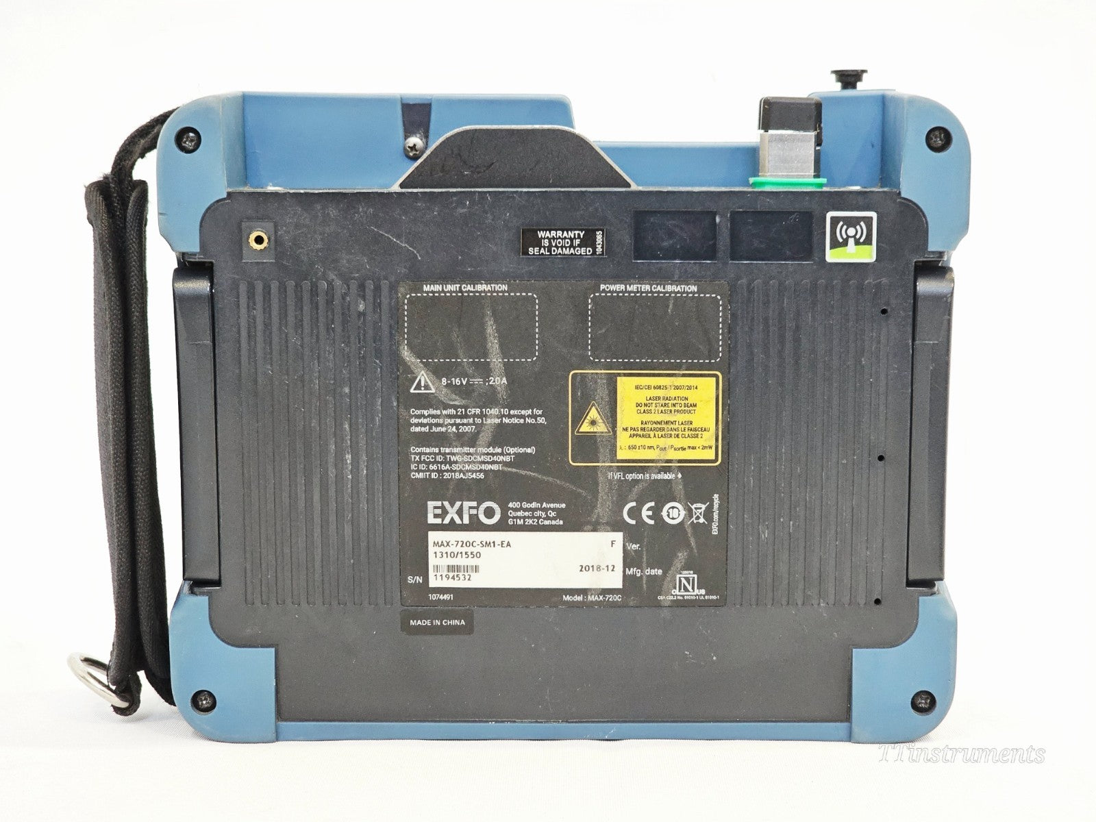EXFO MAX-720C-SM1-EA OTDR top view showing keypad and interface layout