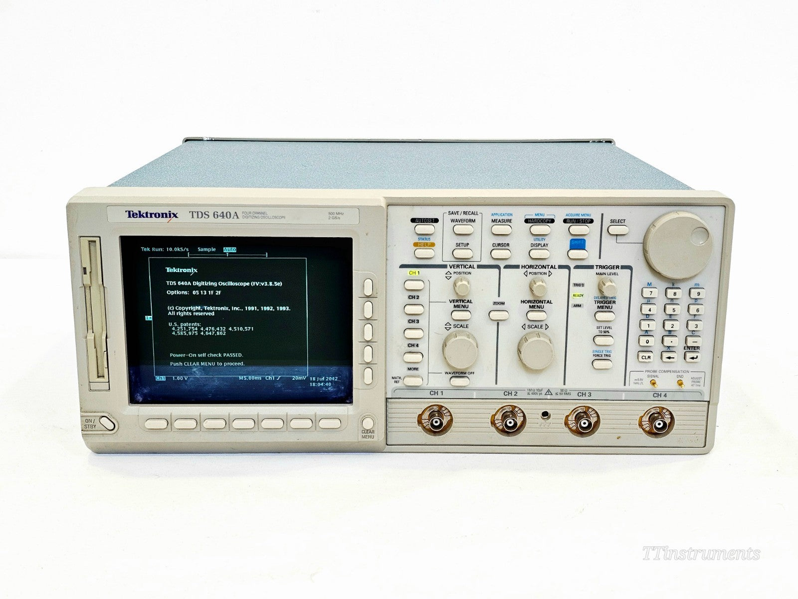Tektronix TDS refurbished digital oscilloscope front view, used test measurement equipment