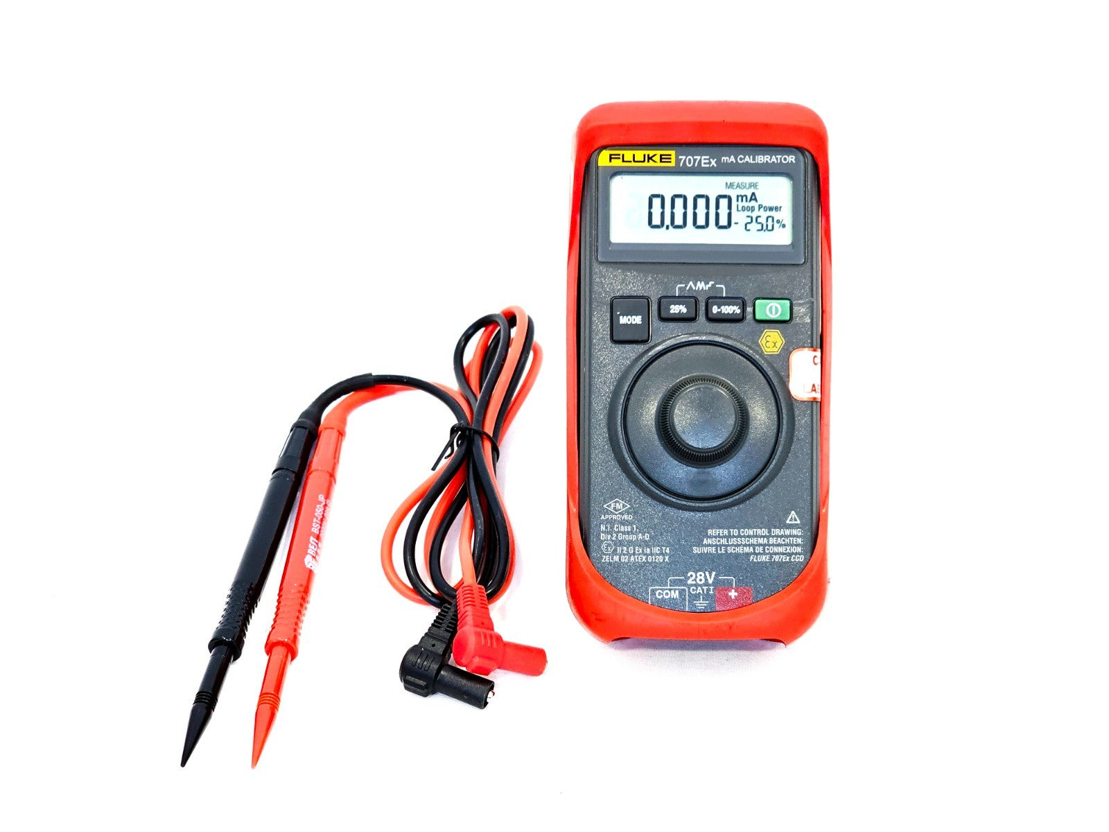 Fluke 707Ex loop calibrator used, intrinsically safe 4-20mA process calibrator for hazardous areas