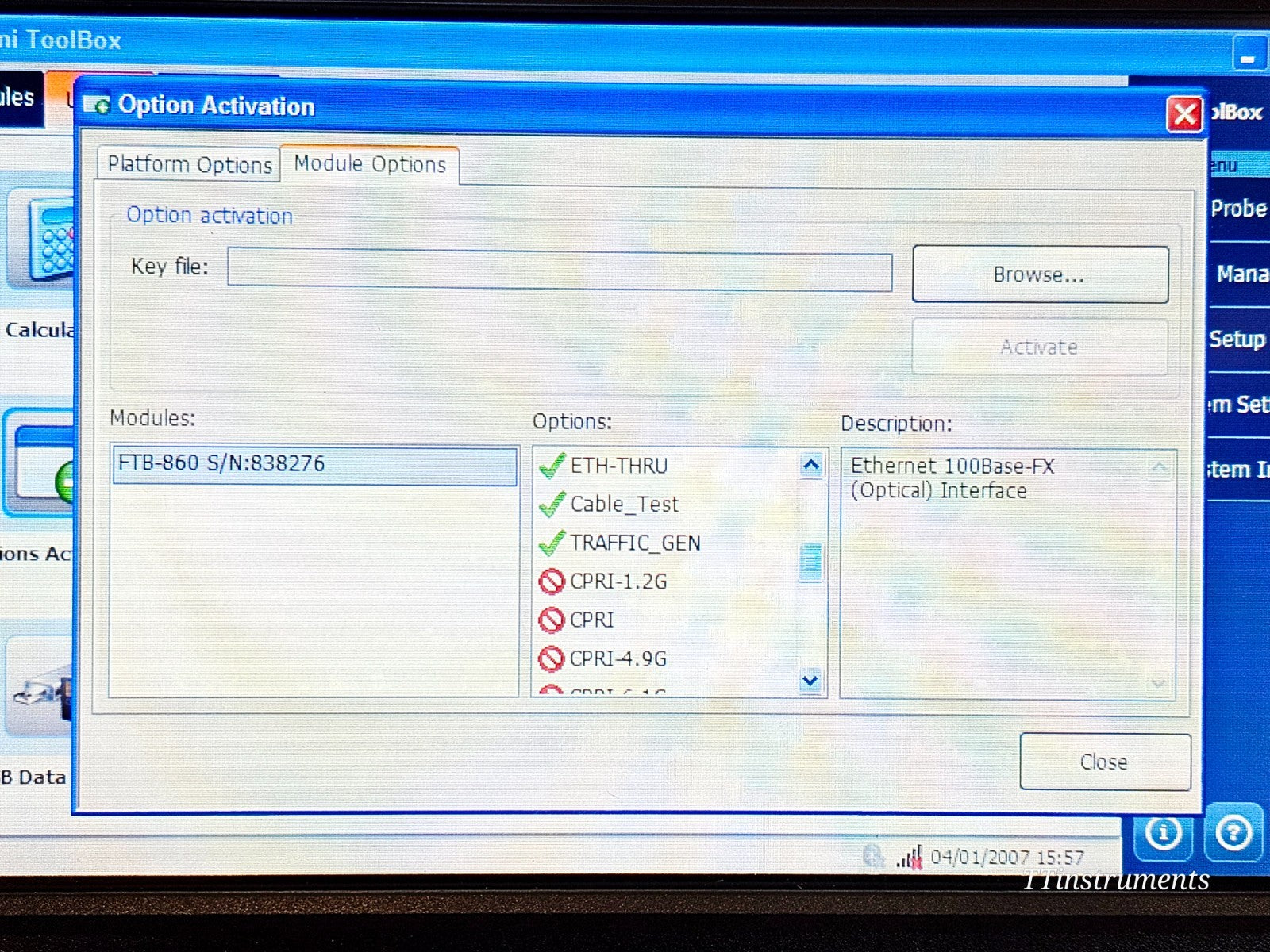 EXFO FTB-1 Mainframe with FTB-860 Ethernet Tester 1G RFC 2544 Ether SAM