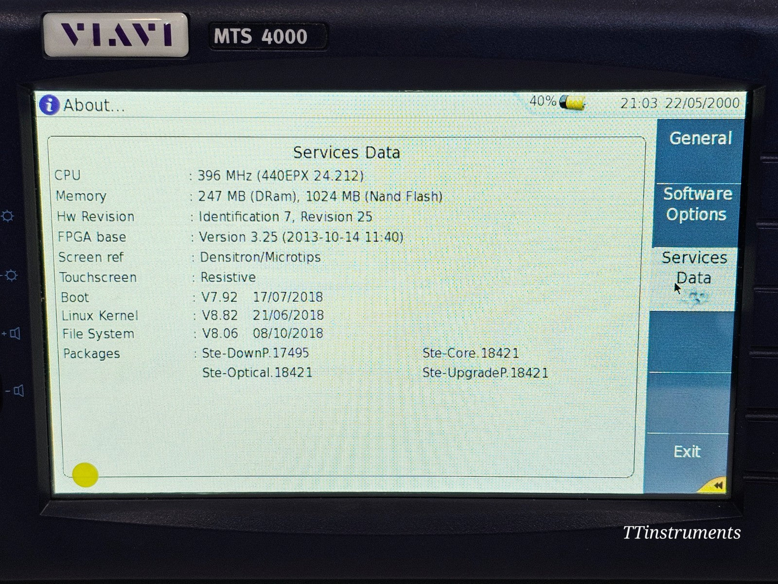 VIAVI MTS 4000 T-BERD OTDR 4126MA3 1310/1550nm SM Metro Access 43/41 dB16