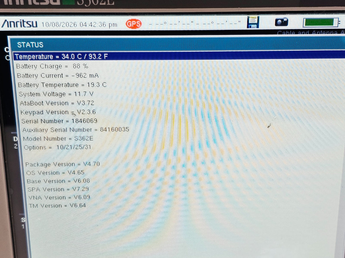 Calibrated Anritsu S362E 6GHz SiteMaster Cable & Antenna Analyzer Op 10/21/25/3113