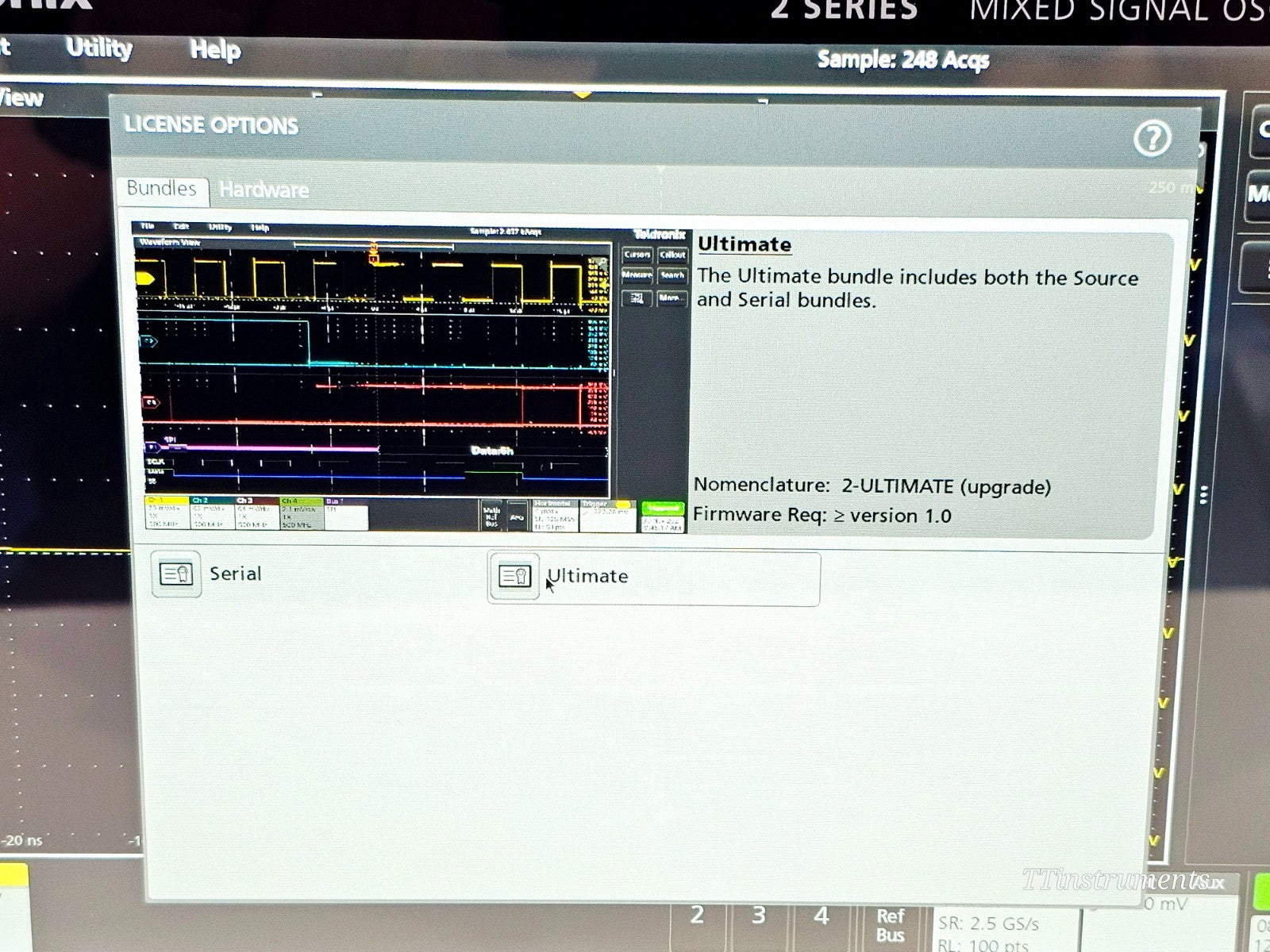 Tektronix MSO24 oscilloscope angled three-quarter front view