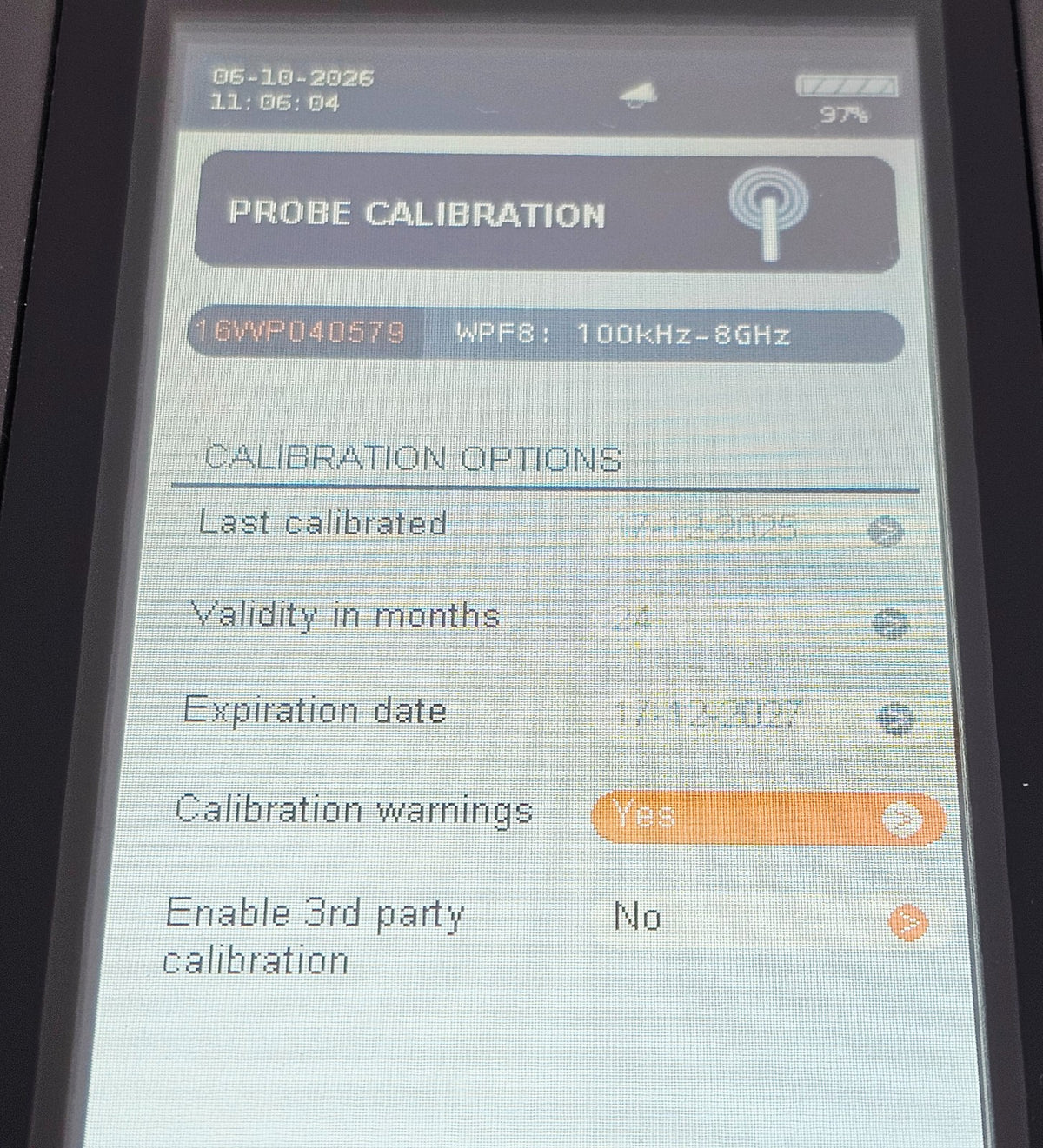 Cal WAVECONTROL SMP2 Broadband FIELD METER + WPF8 100 kHz - 8 GHz Antenna Probe15