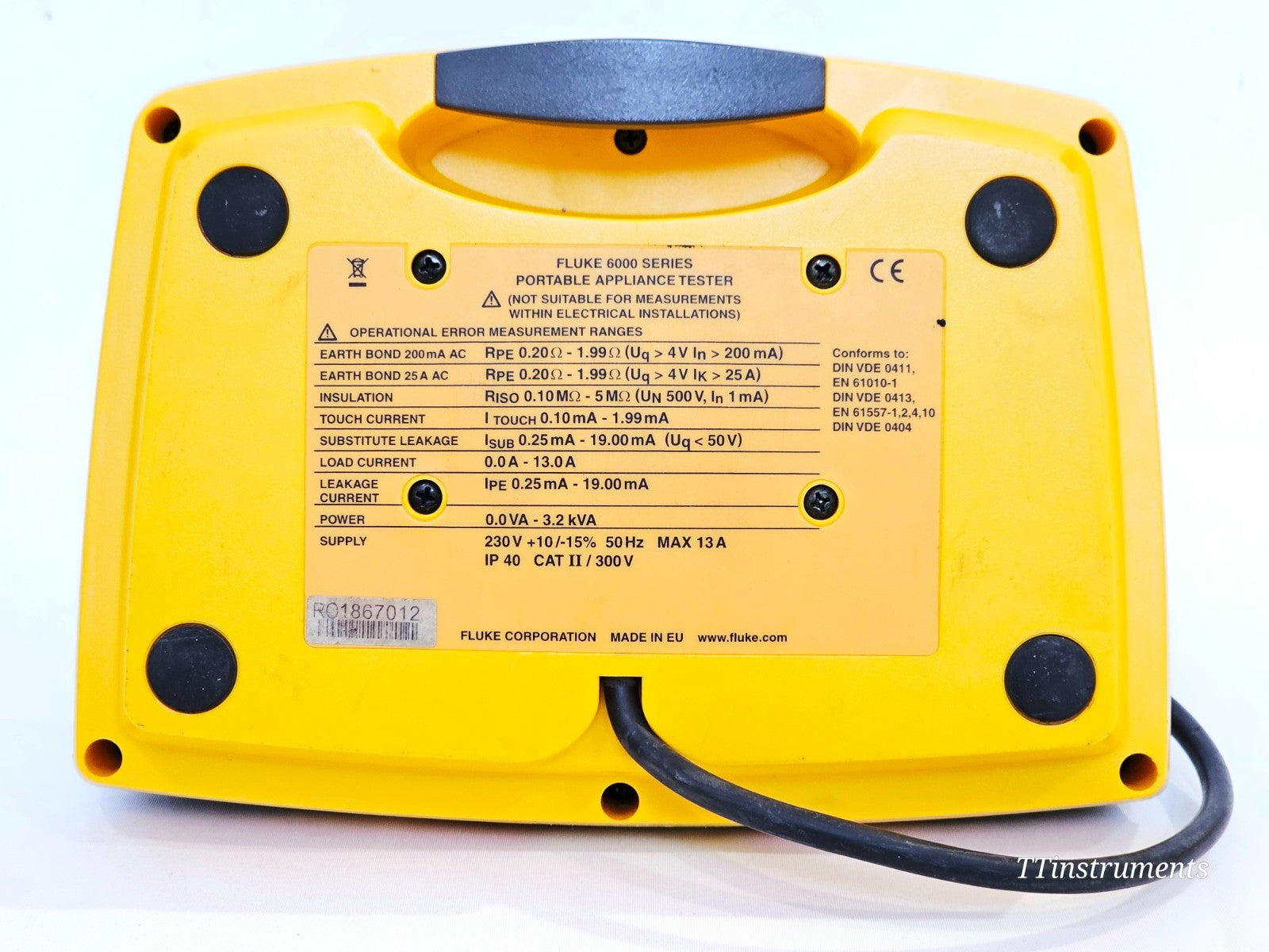 Fluke 6500 PAT tester test socket and probe connections close-up
