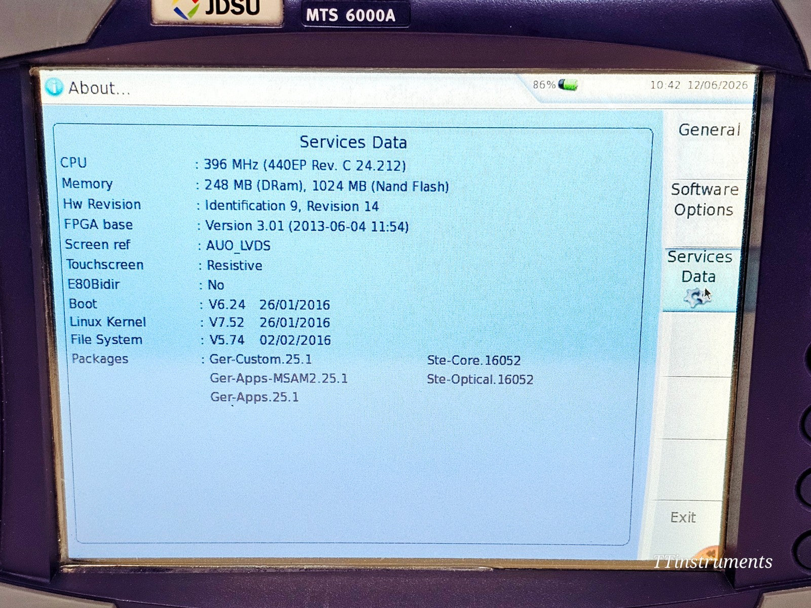 VIAVI JDSU optical spectrum analyser power and I/O ports detail