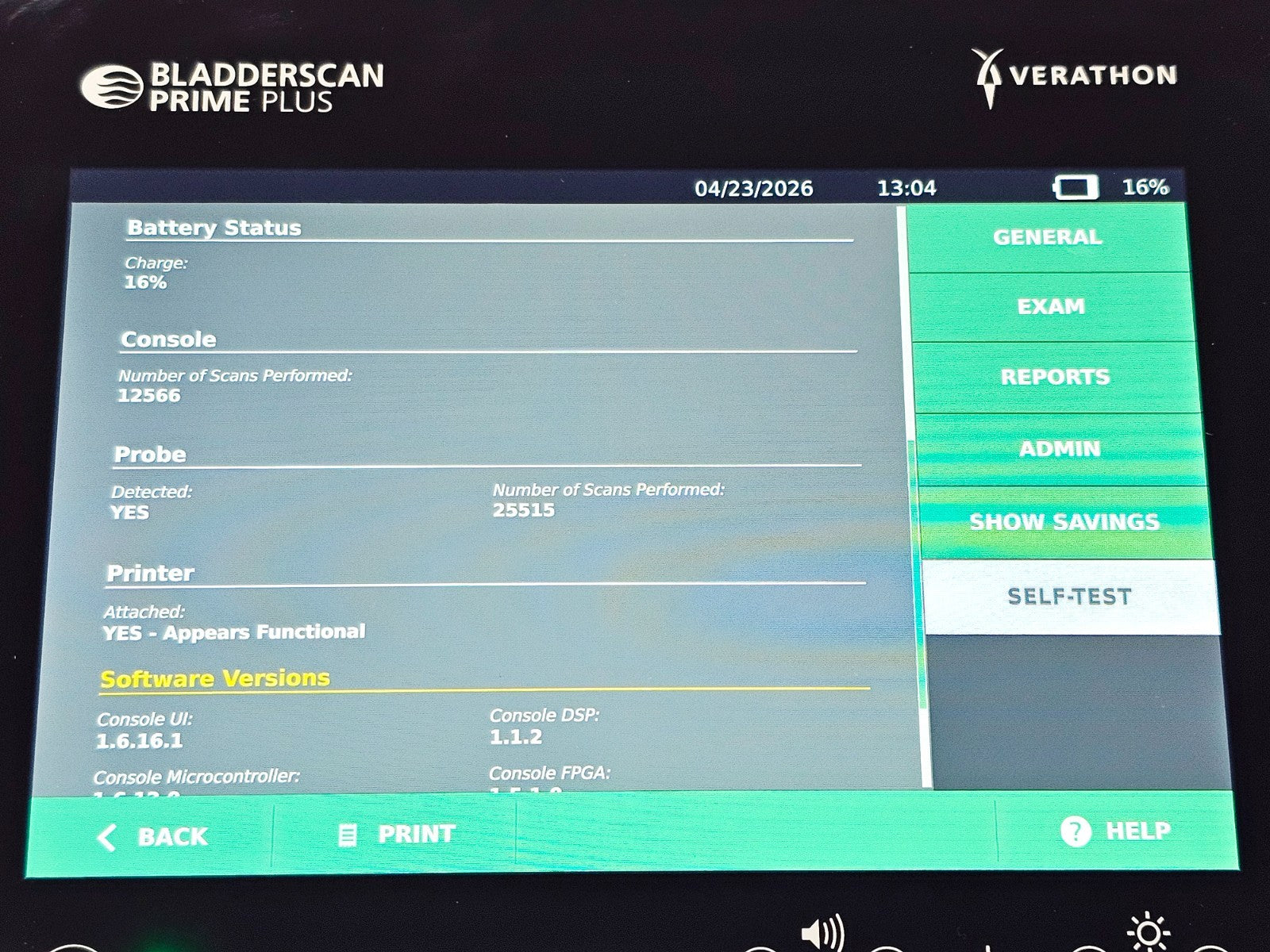 Verathon BladderScan label branding detail on device body