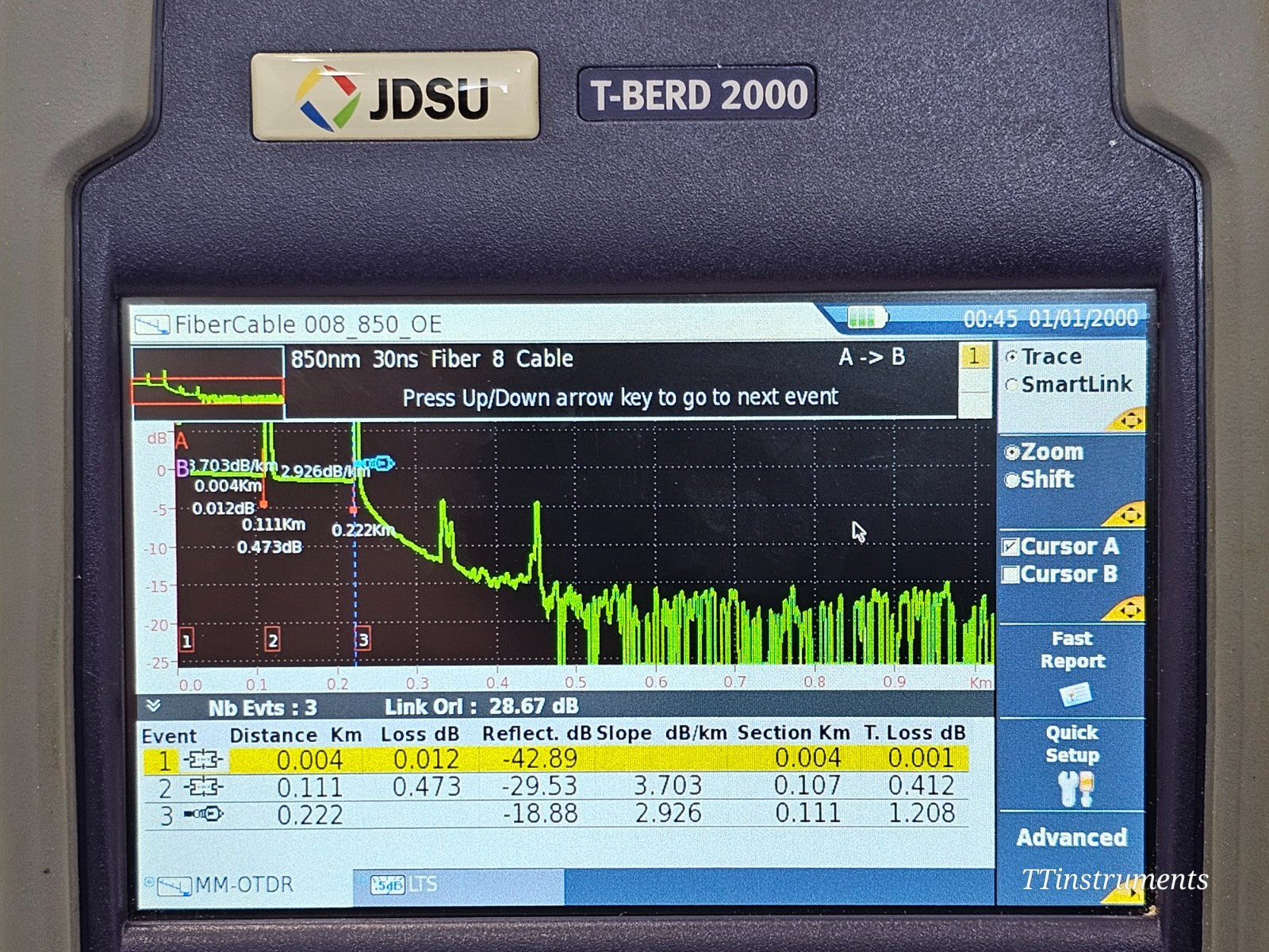 Viavi JDSU T-BERD 2000 + 4146 QUAD OTDR SM MM 850/1300 1310/1550