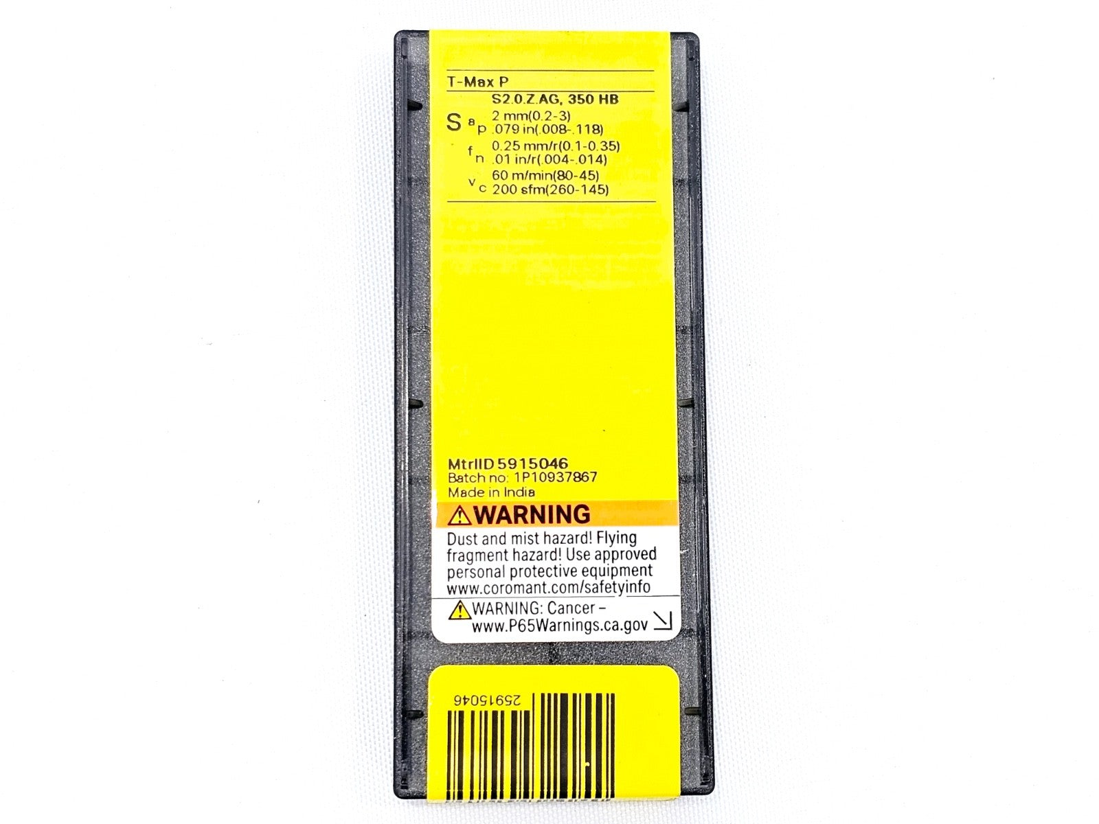 Close-up of Sandvik CNMG 120408-SM 1105 insert showing SM chipbreaker and 1105 grade marking