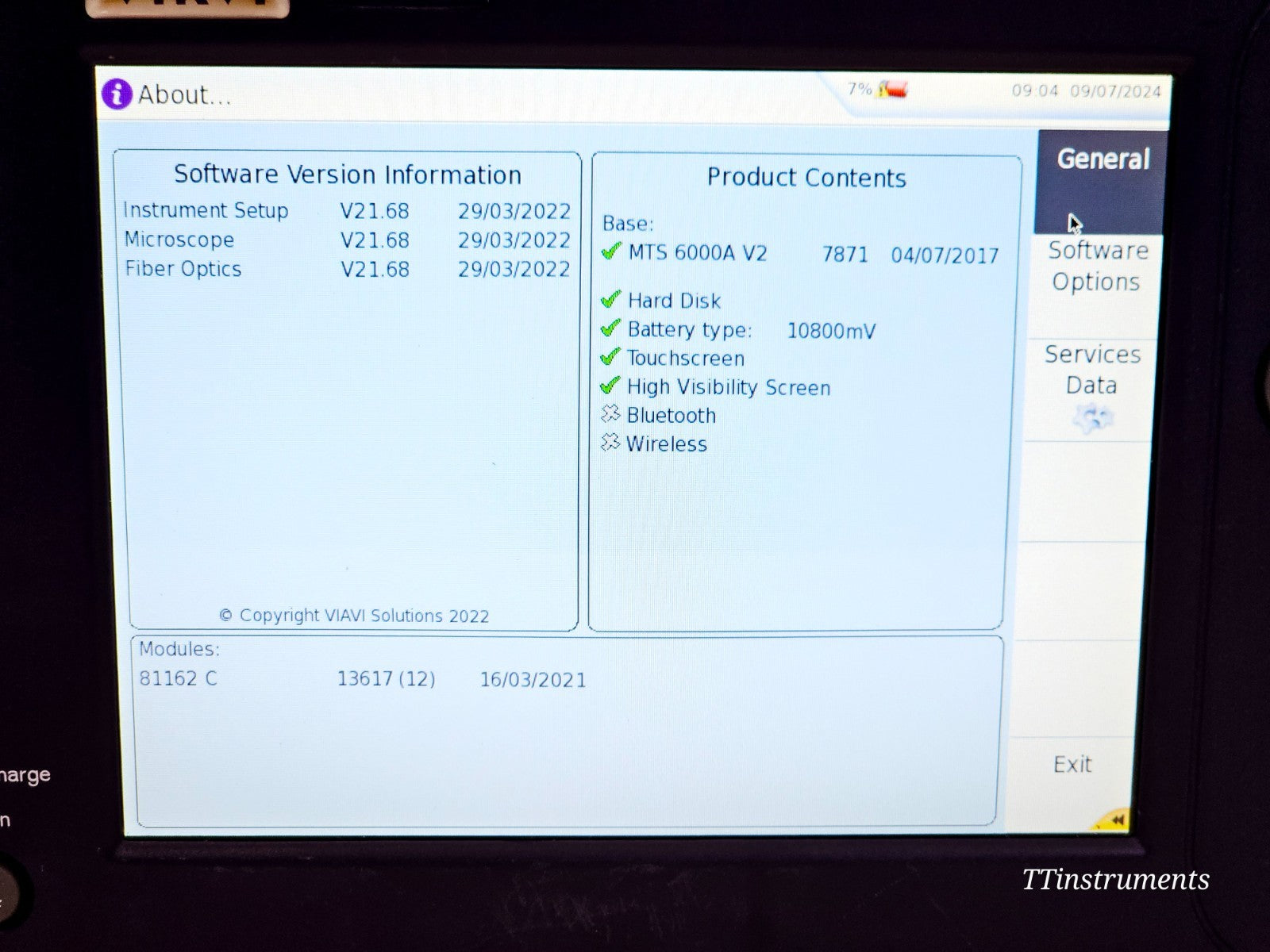 VIAVI MTS 6000A V2 Platform + 81162C 1625nm Filtered OTDR Module SC-APC 47.5 dB11
