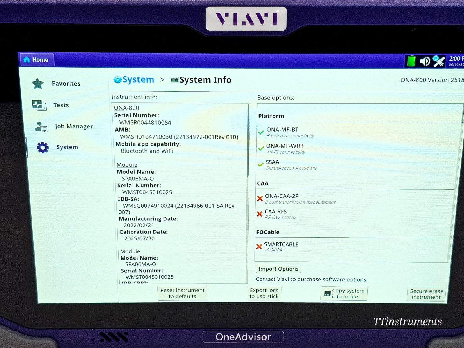 VIAVI OneAdvisor cosmetic condition view used telecom analyser