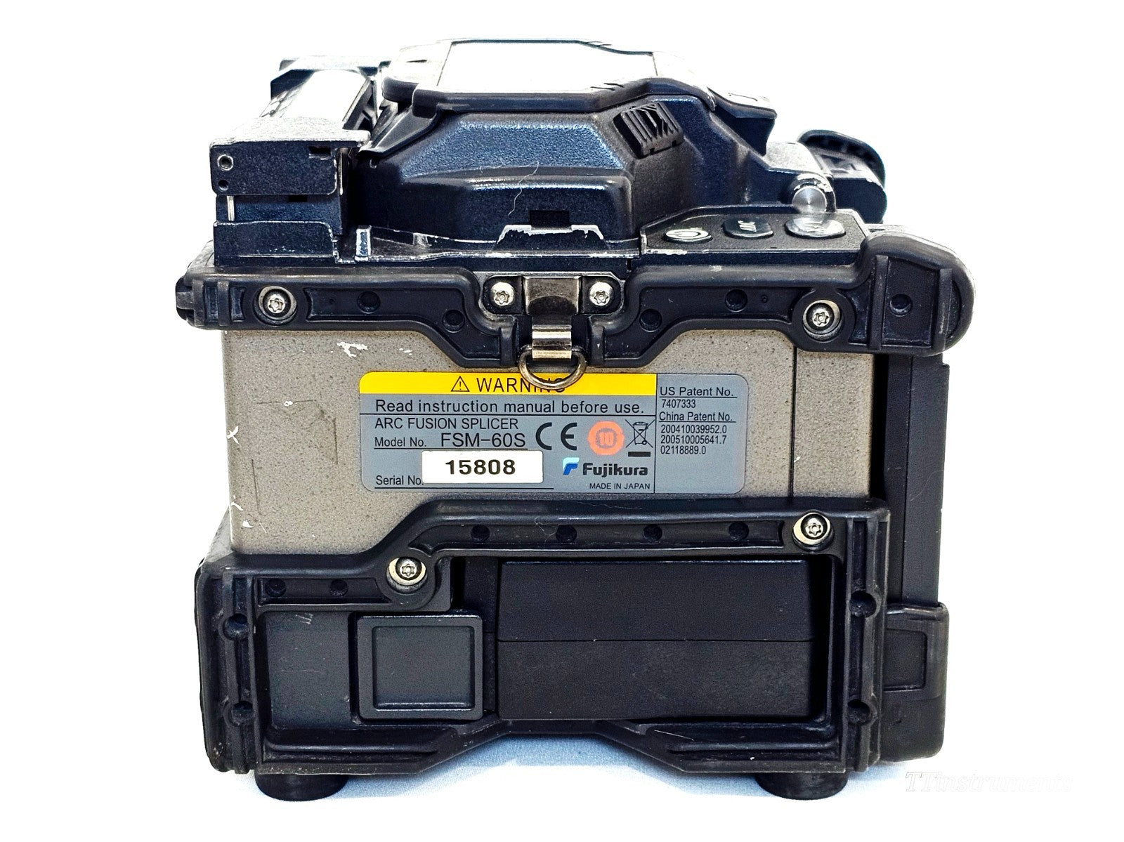 Fujikura FSM-60S splicer angled side view showing casing and wind protector