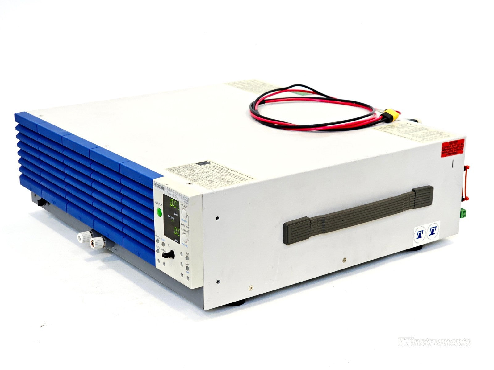 Kikusui PWR1600L power supply angled front view showing display and knobs
