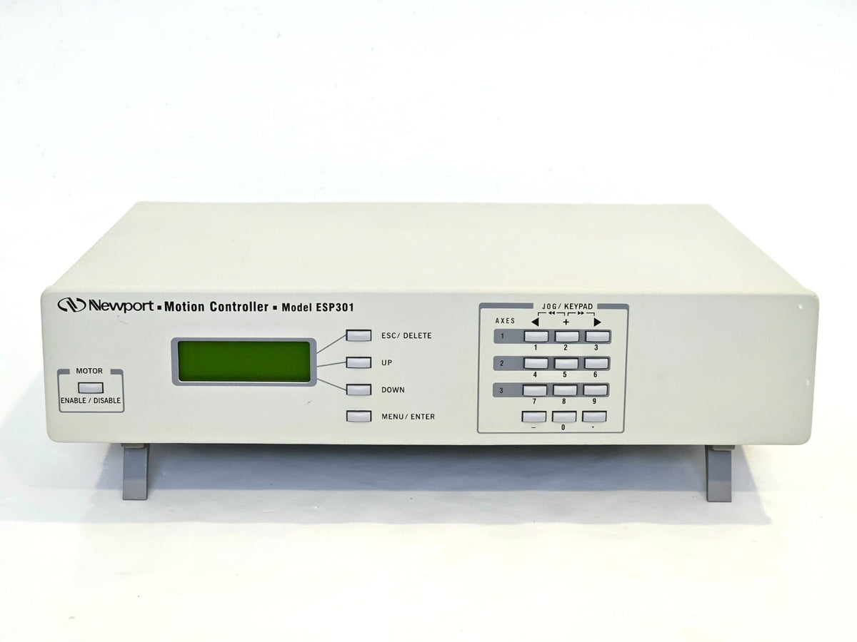 Newport ESP301 motion controller front panel display and control buttons close-up
