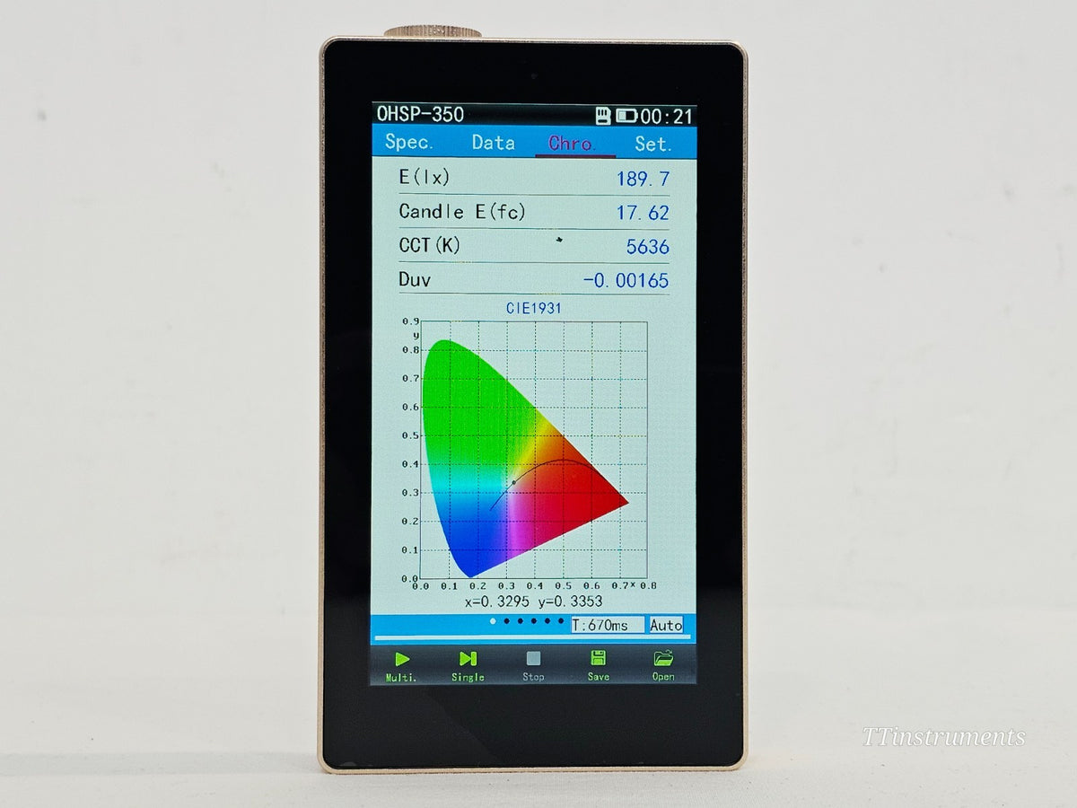 HopooColor OHSP-350 spectrometer angled view showing full unit and build quality