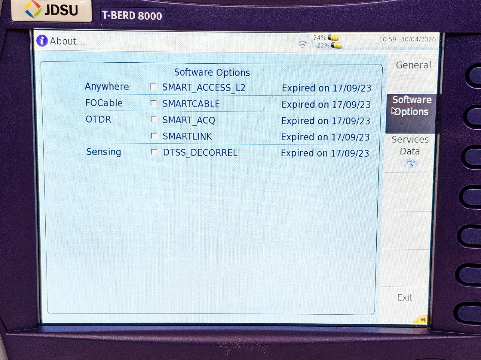 VIAVI T-BERD 8000E + 81MRDISPAP + 81BBS2A CD PMD AP Fibre Test System 1260-164017