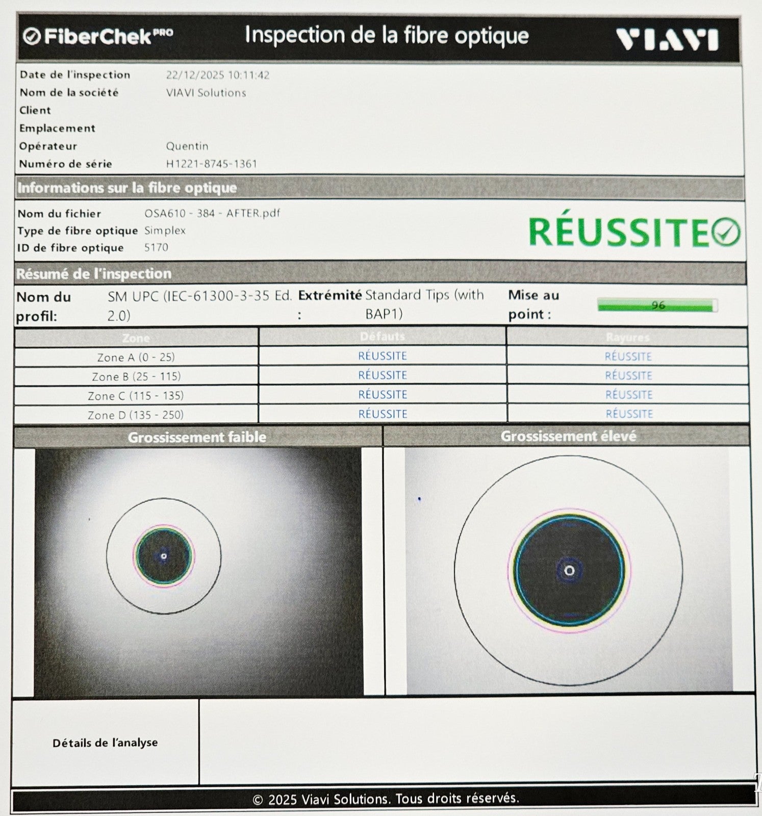 Calibrated Viavi MTS 6000A V2 OSA-610 High Resolution C-Band Optical Spectrum An