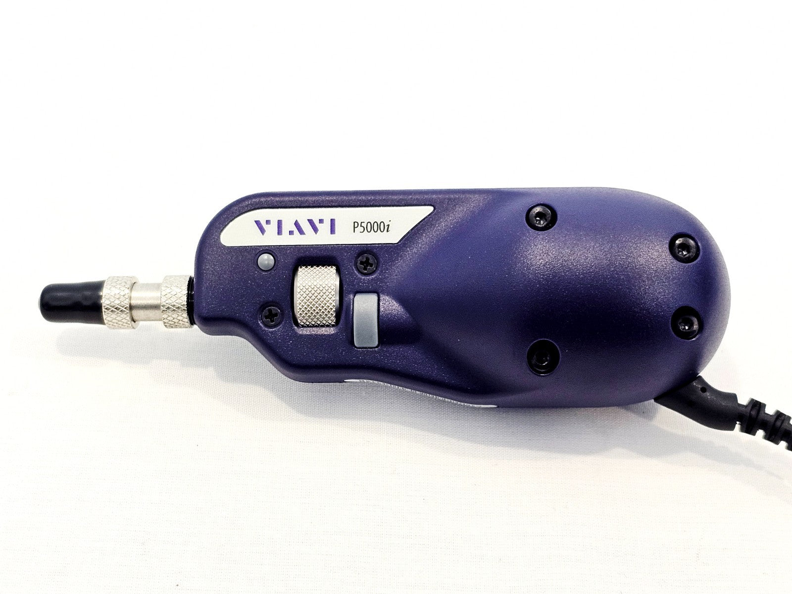 Viavi P5000i fibre inspection probe opposite-side view showing tip connector end and control buttons