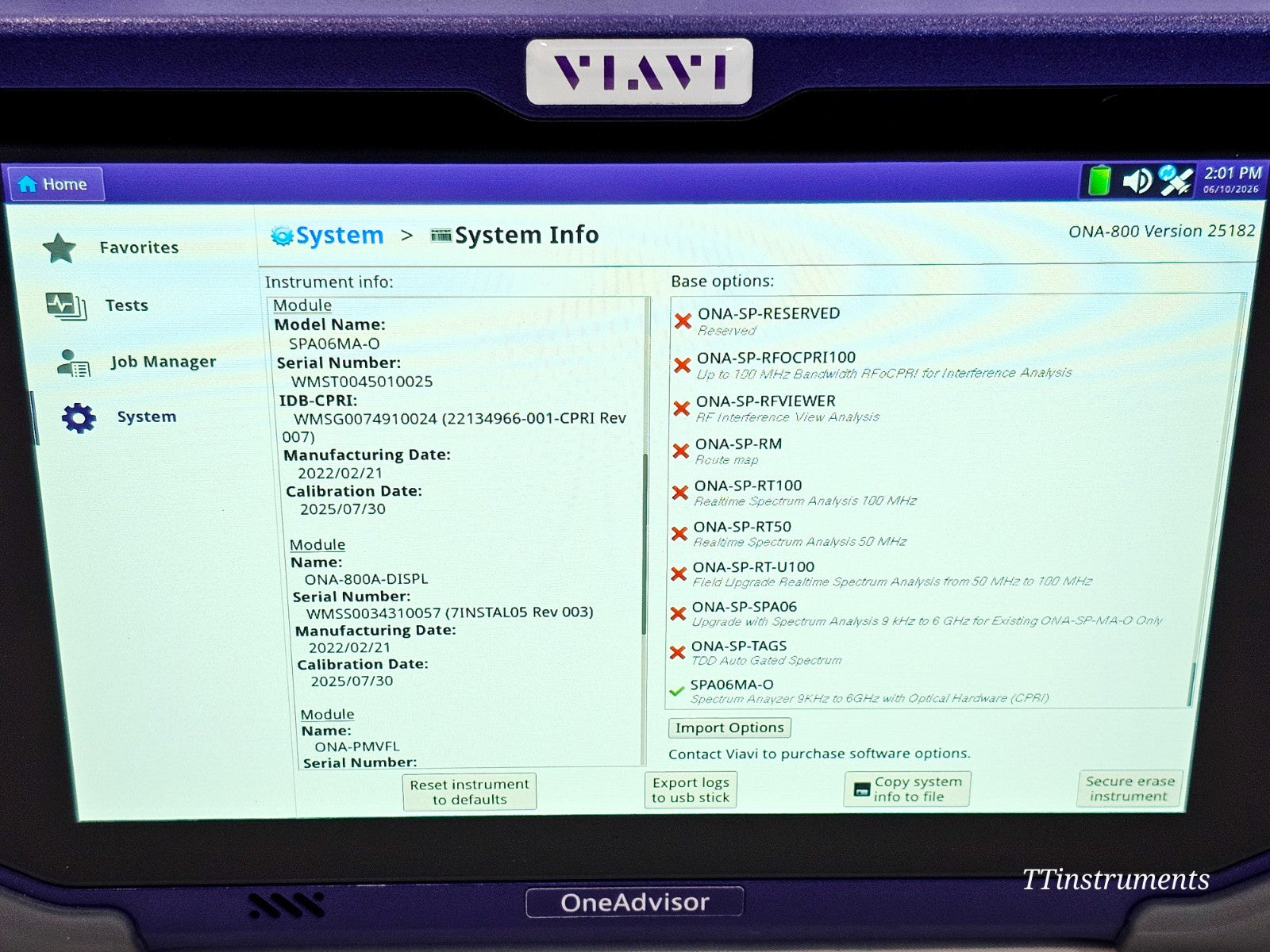 VIAVI OneAdvisor accessory included with used telecom test unit