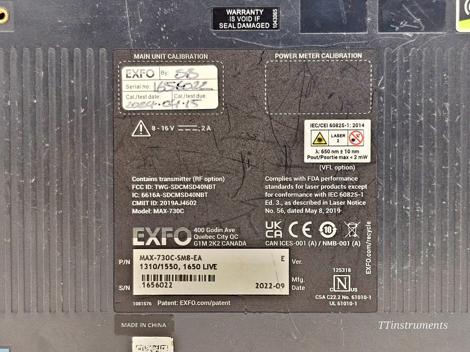 EXFO MAX-730C-SM8 SM OTDR iOLM MaxTester 1310/1550 & 1650 LIVE  with PM + VFL7