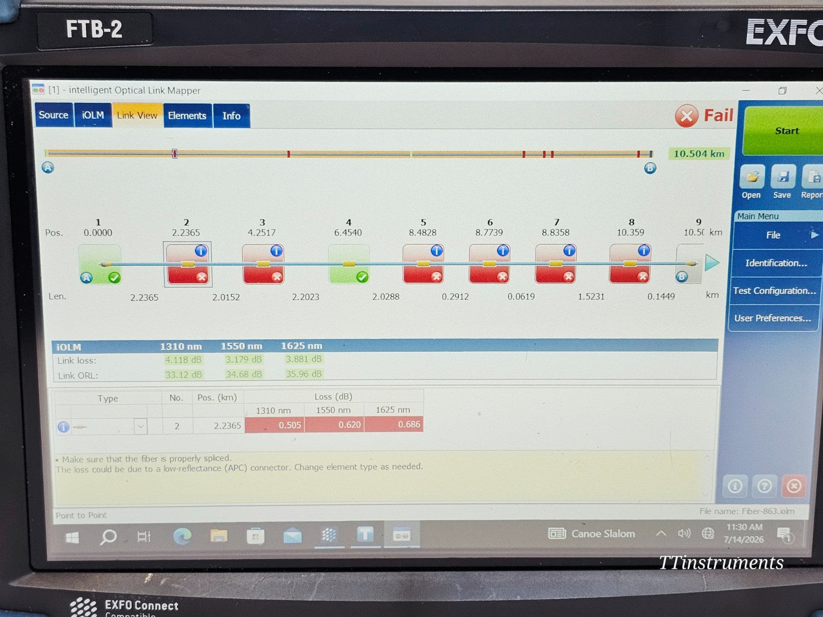 EXFO FTB-2 with FTBx-730C-SM3 OTDR/iOLM 1310/1550/1625nm + FTBx-945-SM3 OLTS19