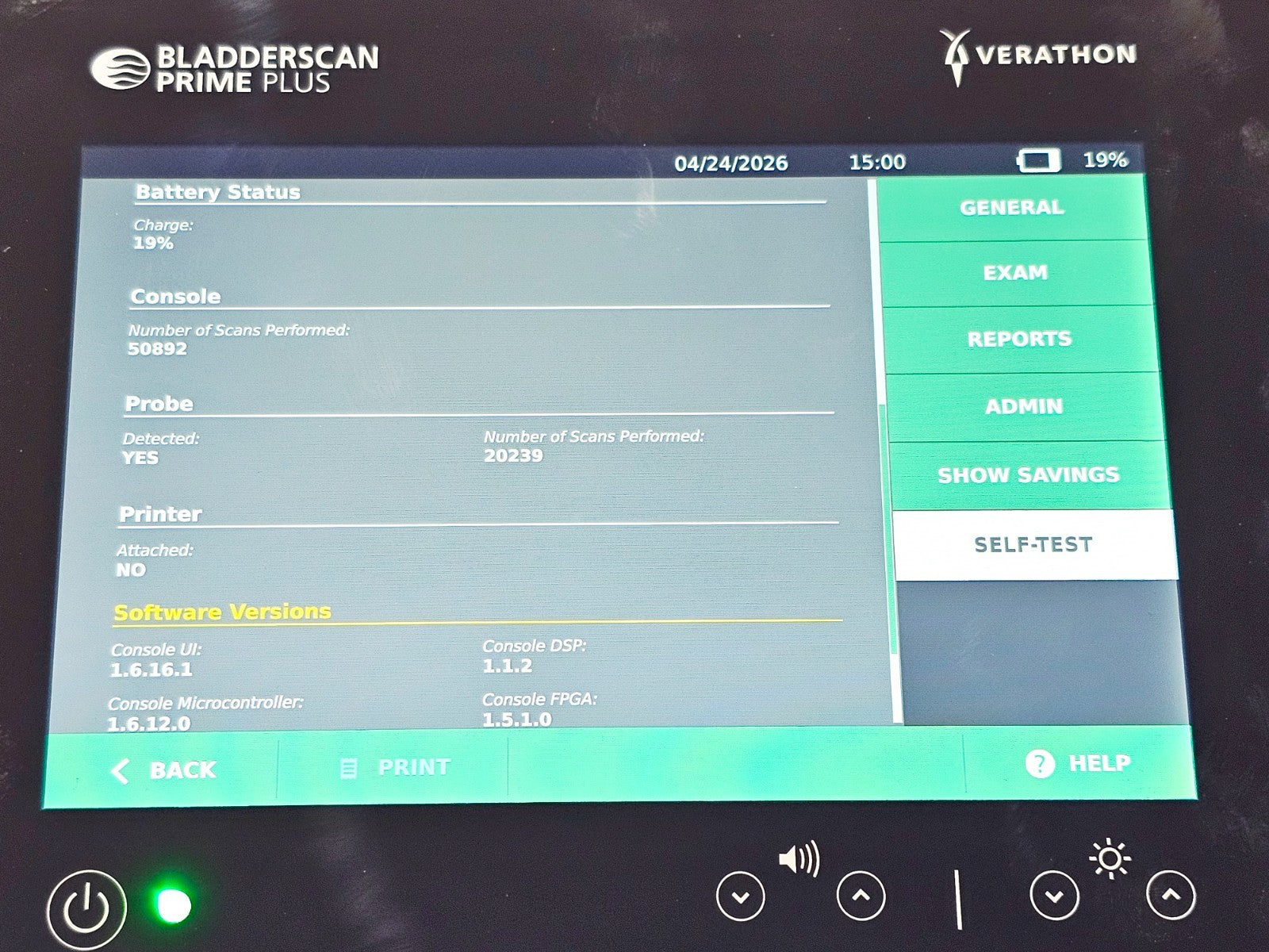 Verathon BladderScan base and stand detail used medical ultrasound equipment