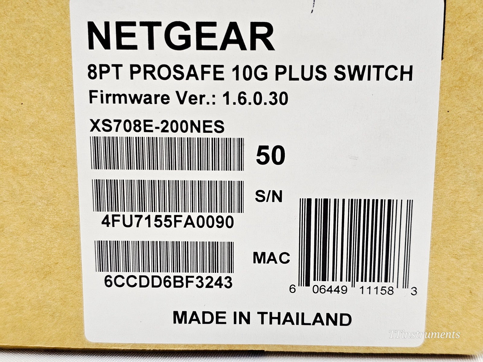 Netgear 8 Port Pro Safe 10G Plus Sswitch XS708E-200NES XS708E ProSafe SX708Ev2