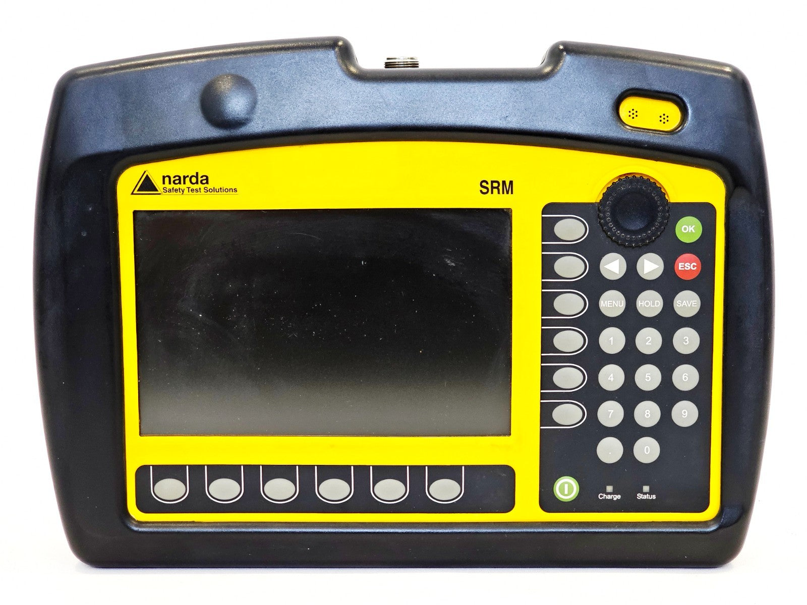 Narda SRM-3006 EMF meter front panel display and controls close-up