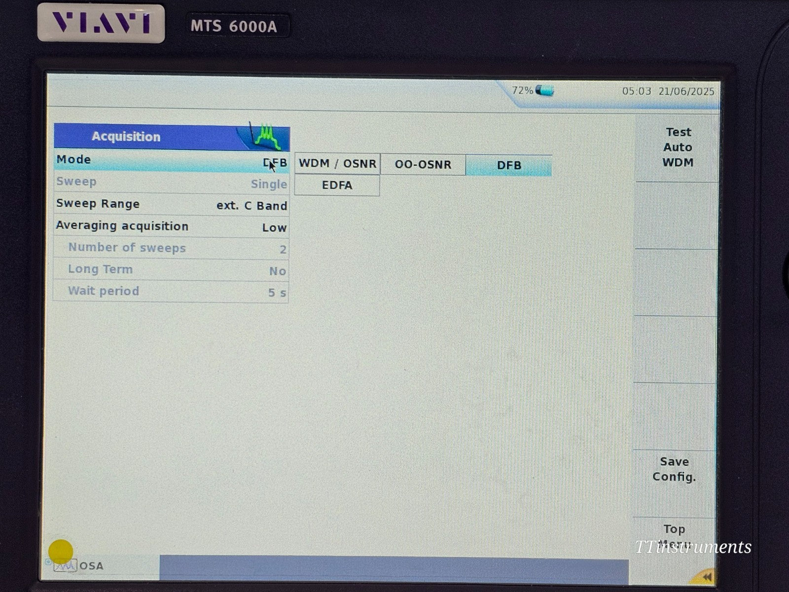 Viavi JDSU 6000V2 + OSA-110M OSA Optical Spectrum Analyzer 1250nm up to 1650nm