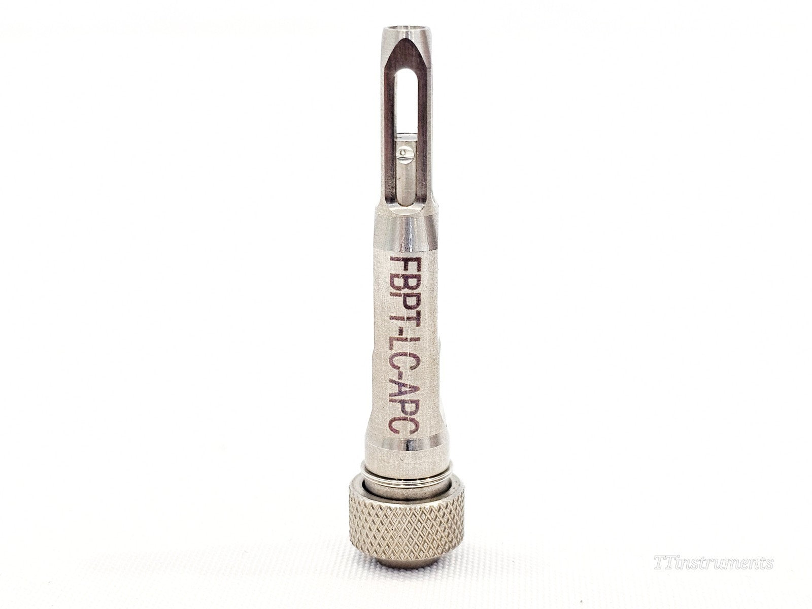 Viavi FBPT-LC-APC LC/APC Longreach Bulkhead Probe Tip — front upright view showing engraved model label