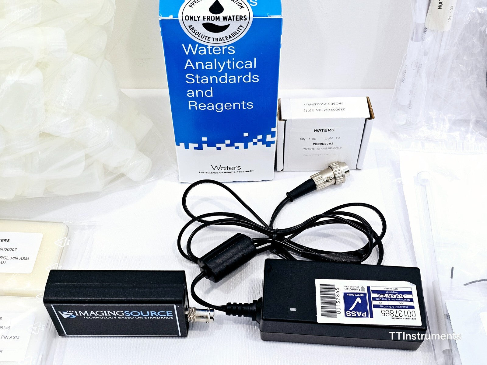 Waters Xevo TQ-S accessories and included items laid out for inspection