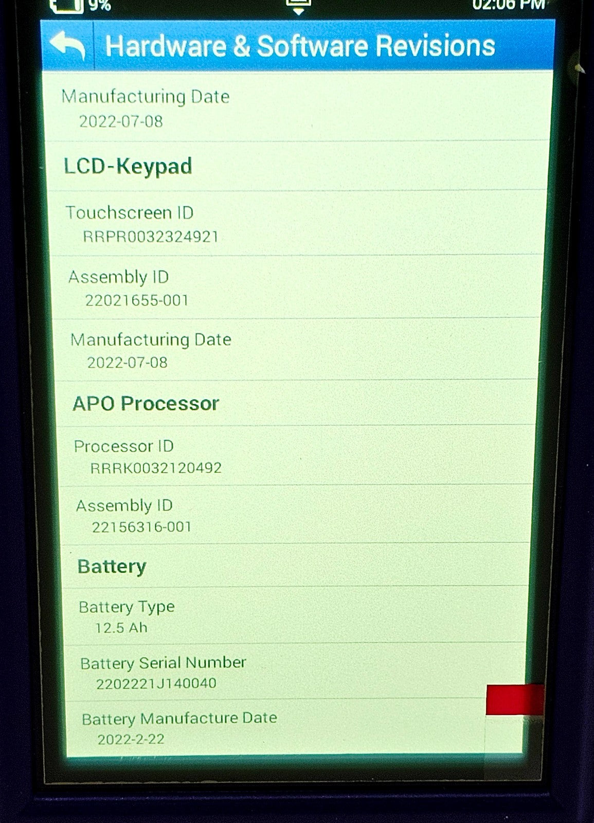 VIAVI OneExpert serial number and specification label