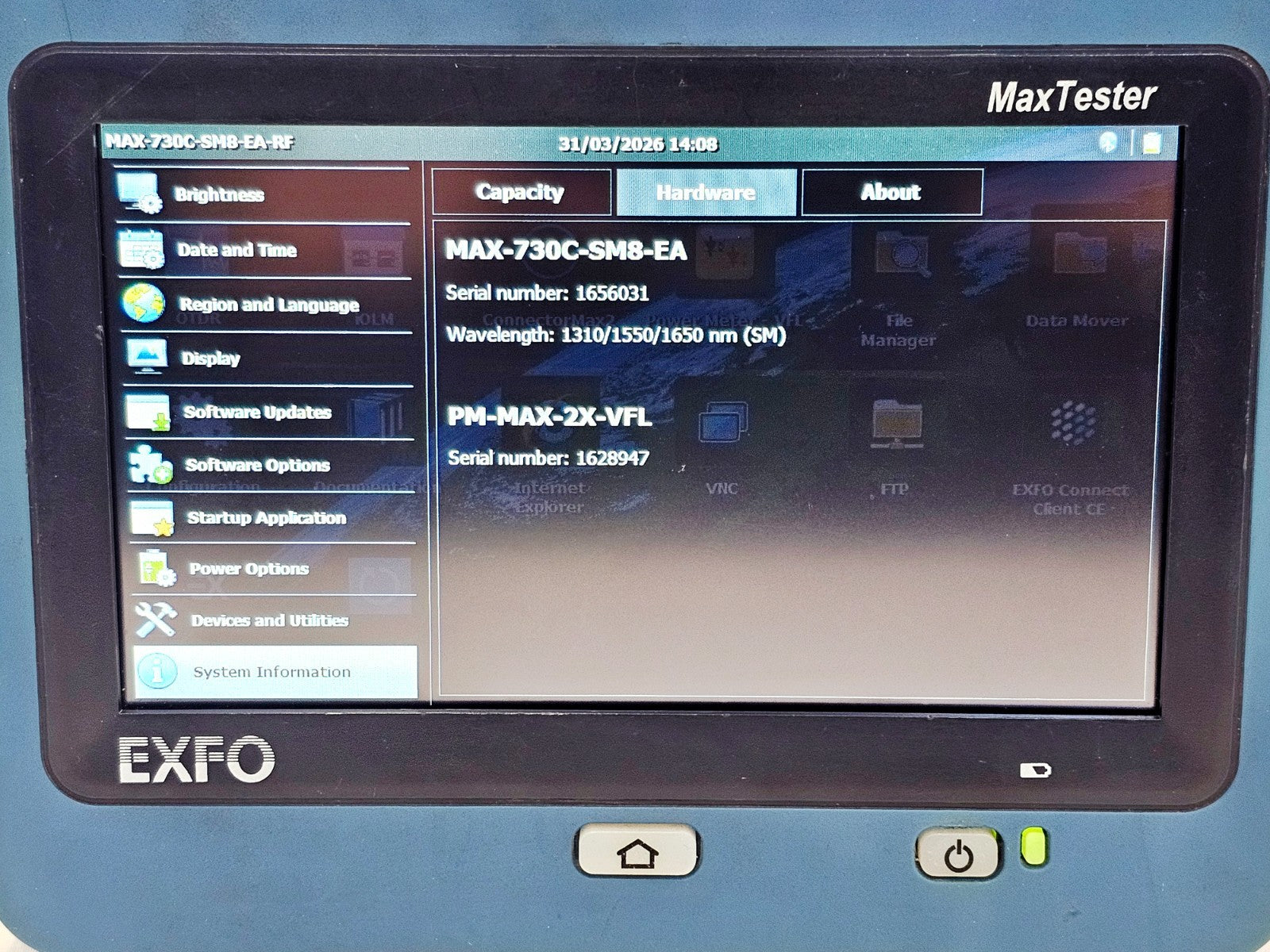 EXFO CALIBRATED MAX-730C-SM8 MaxTester PON/Metro OTDR 1310/1550/1650nm iOLM11