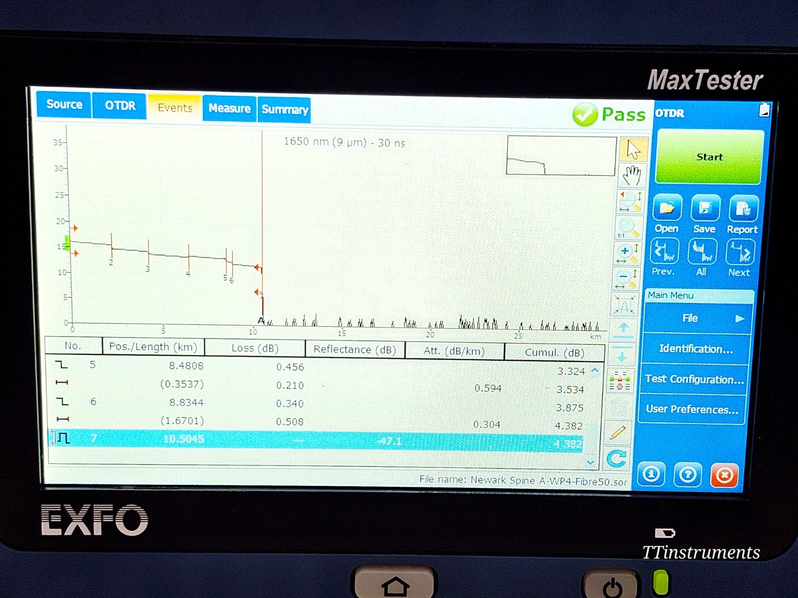EXFO MAX-730C-SM8-EA OTDR additional angle showing chassis and display