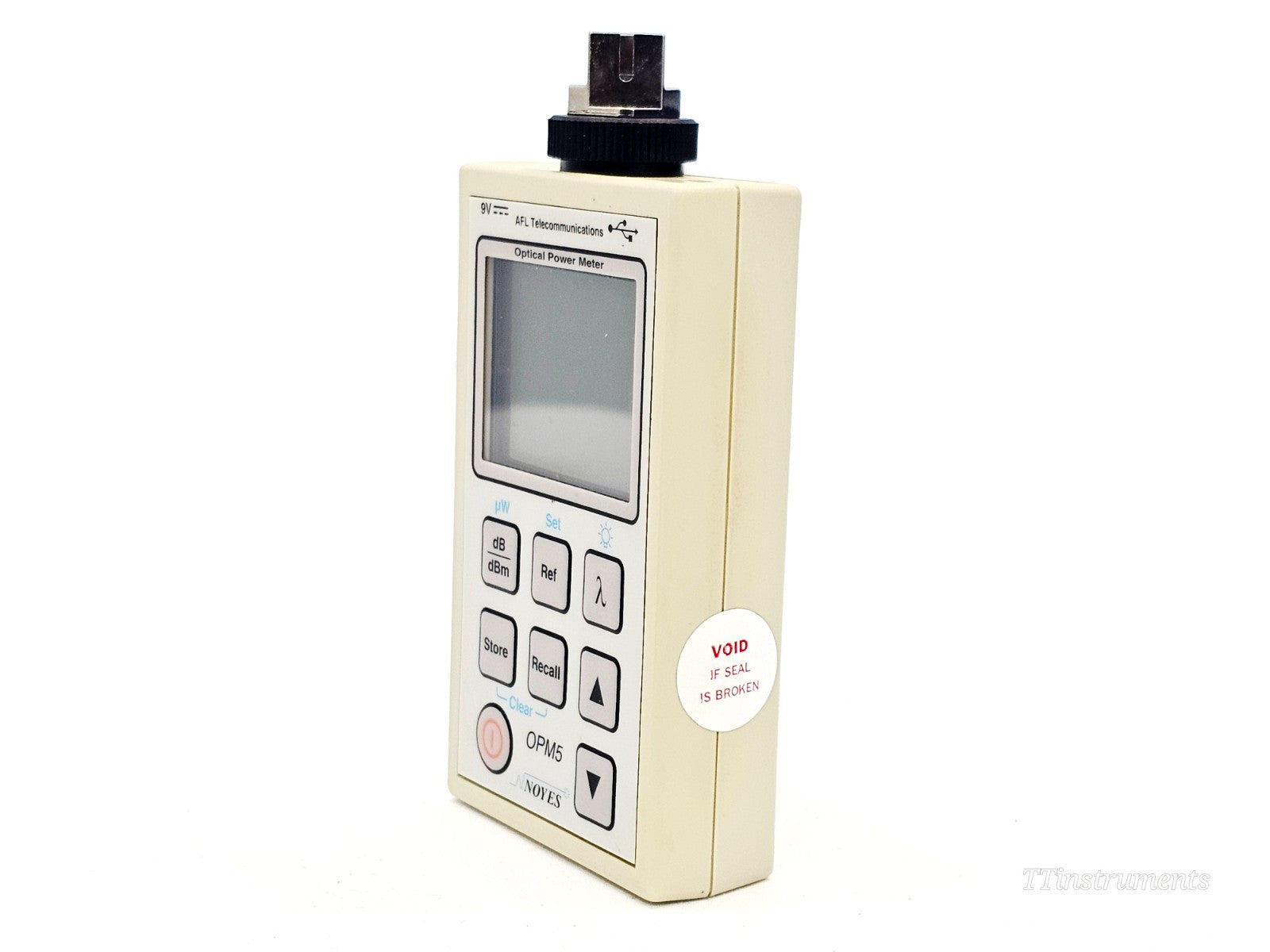 NOYES AFL optical power meter screen showing measurement reading